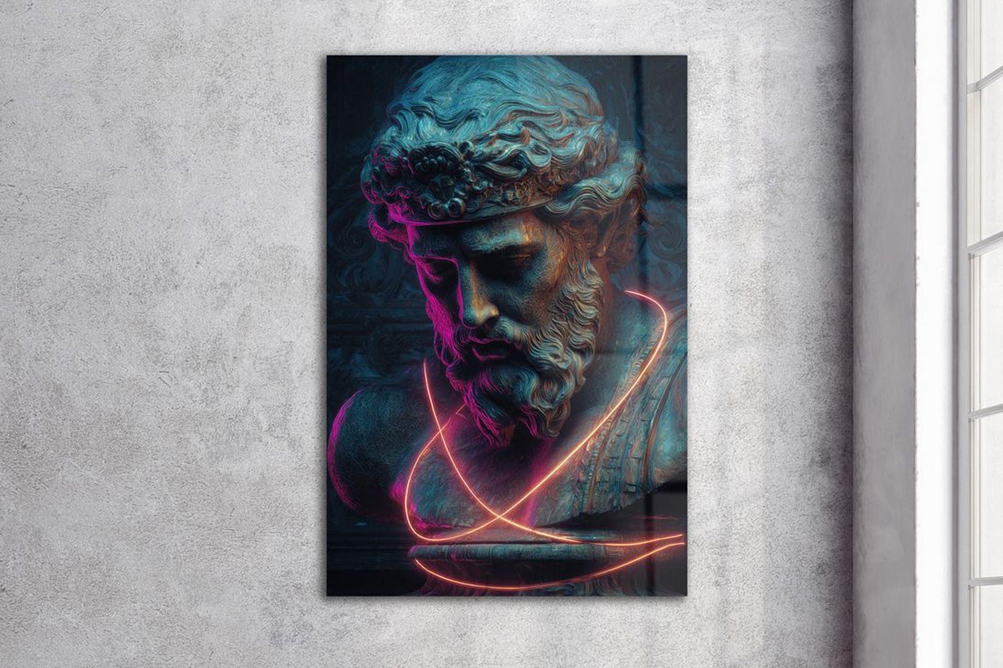 Estátua Neon Multicolor – Pintura Decorativa em Acrílico de Grau Óptico (66 x 99 cm)