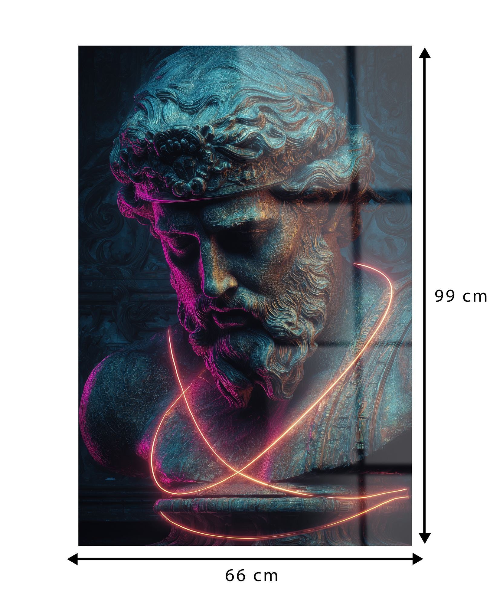 Estátua Neon Multicolor – Pintura Decorativa em Acrílico de Grau Óptico (66 x 99 cm)