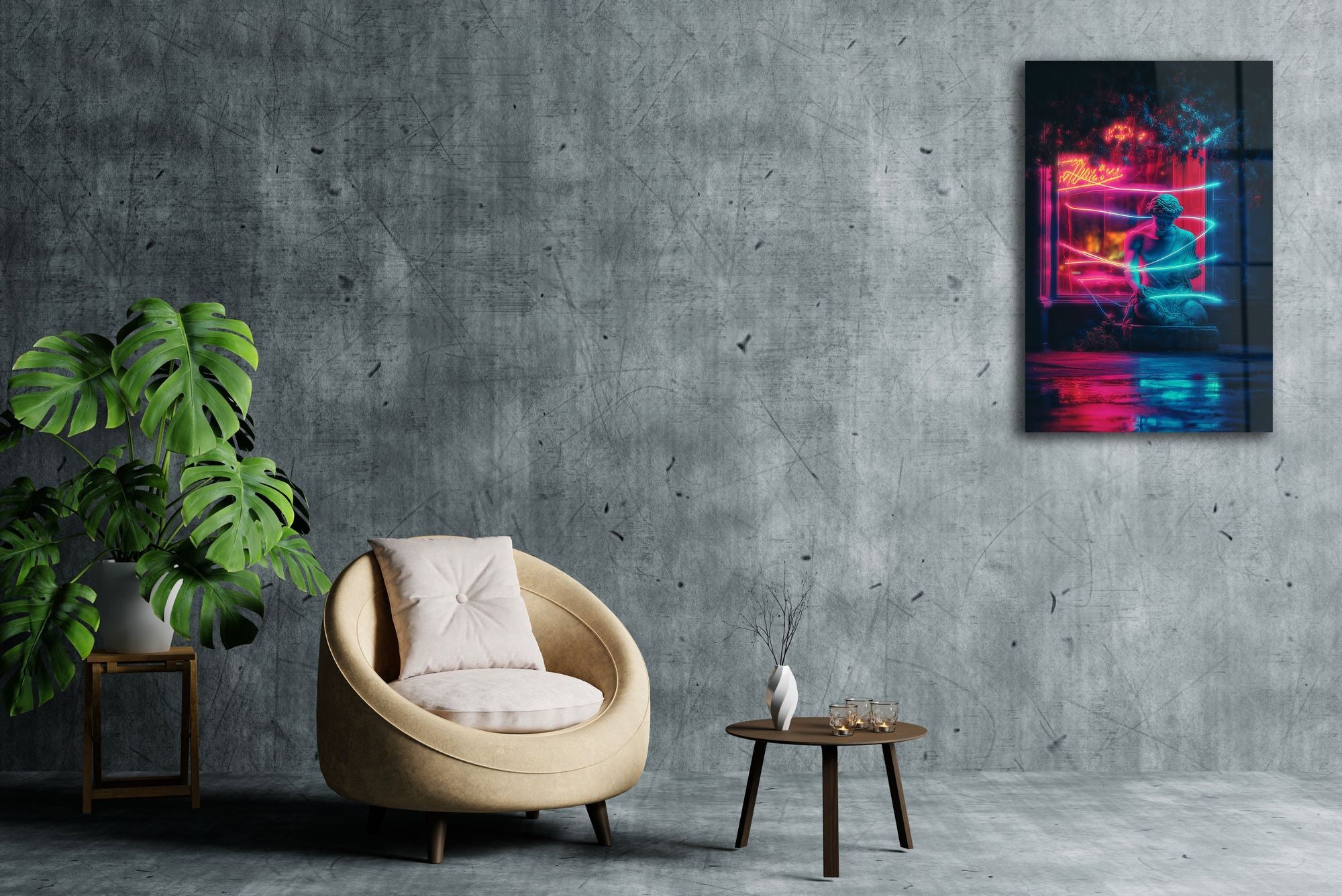 Estátua de Jardim Neon — Pintura Decorativa em Acrílico de Grau Óptico 3 mm, Multicolor, 44 x 66 cm