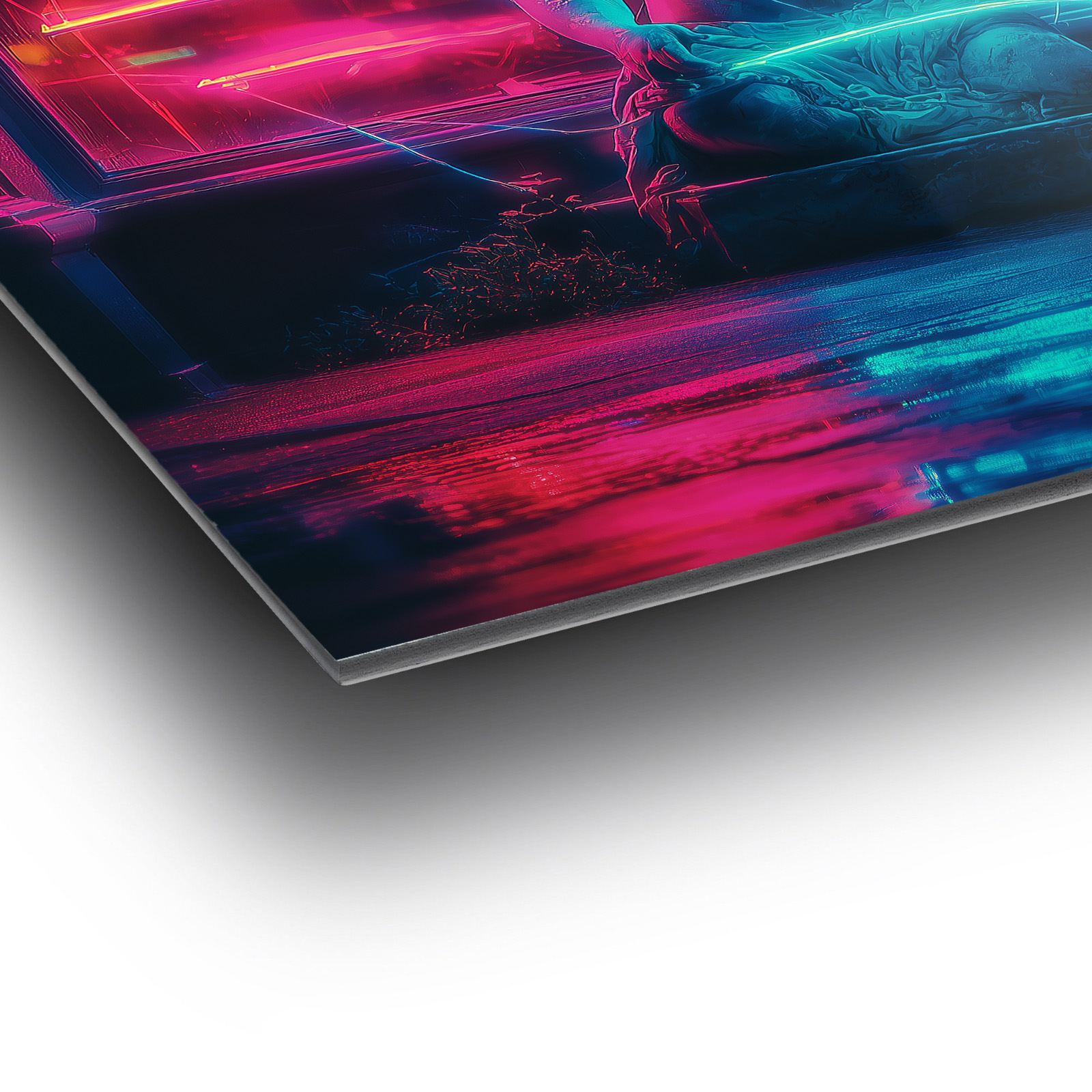 Quadro Decorativo em Acrílico Neon Garden Statue 66 x 99 cm — Multicolor, 100% Acrílico de Grau Óptico (3 mm)