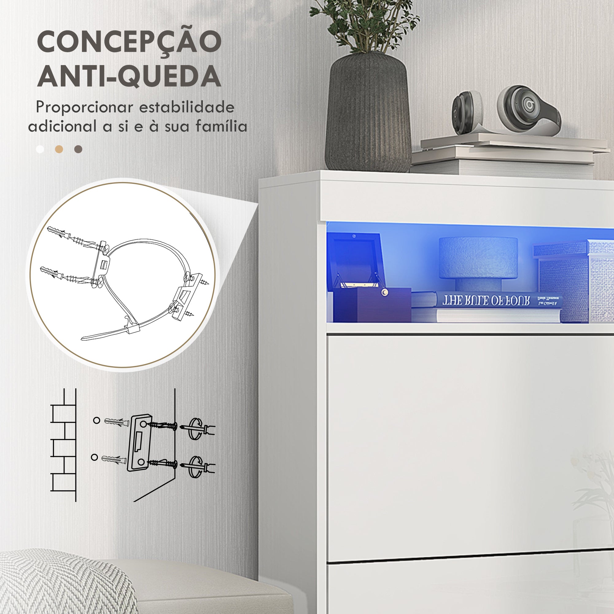 Móvel Sapateira Branco Brilhante 80x24x99,5 cm