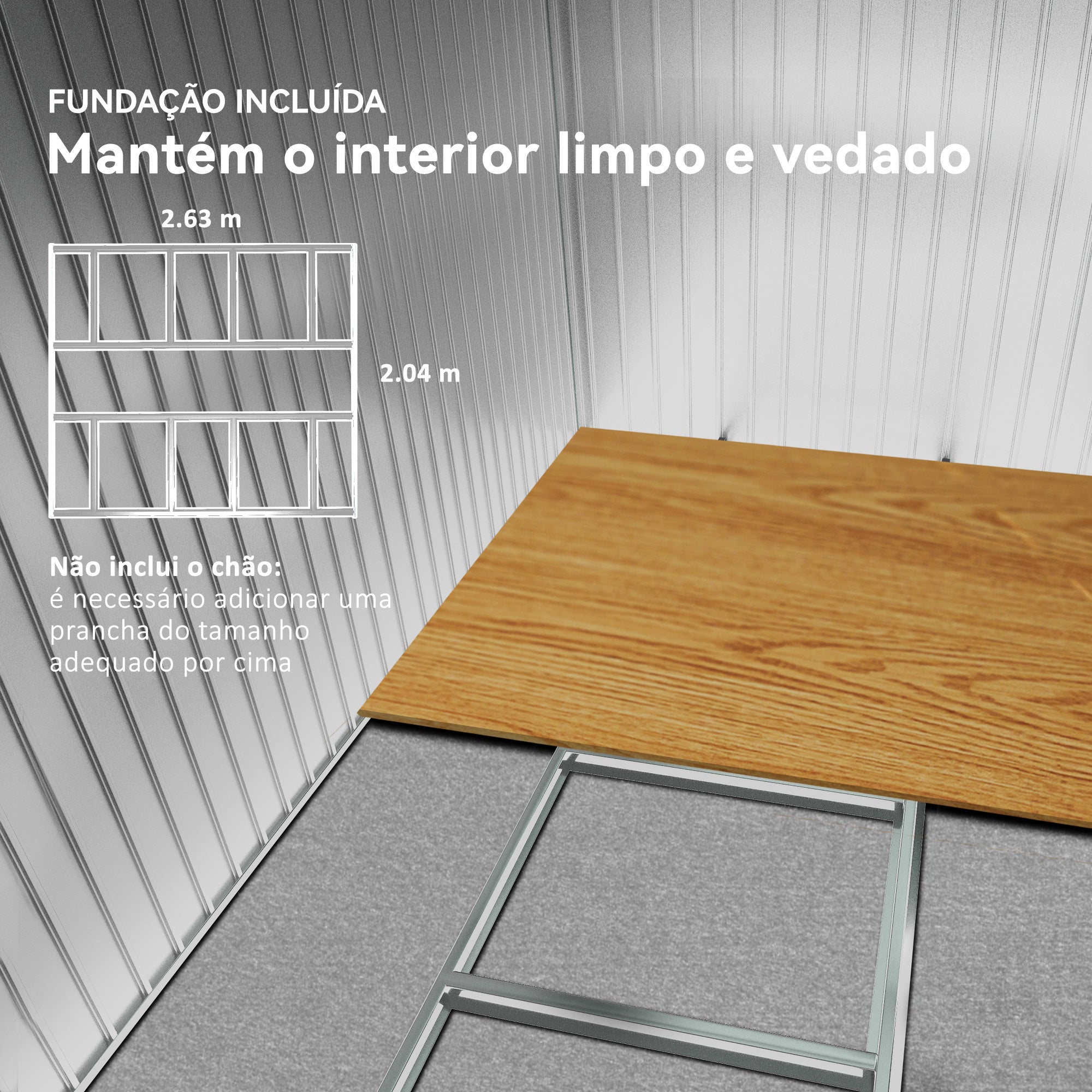 Abrigo de Jardim Metálico 277x322x192 cm - Cinza Escuro