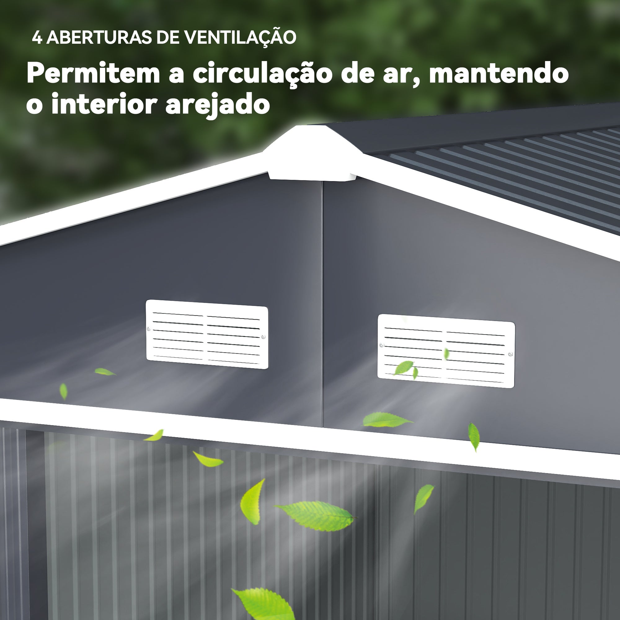 Abrigo de Jardim Metálico 277x322x192 cm - Cinza Escuro