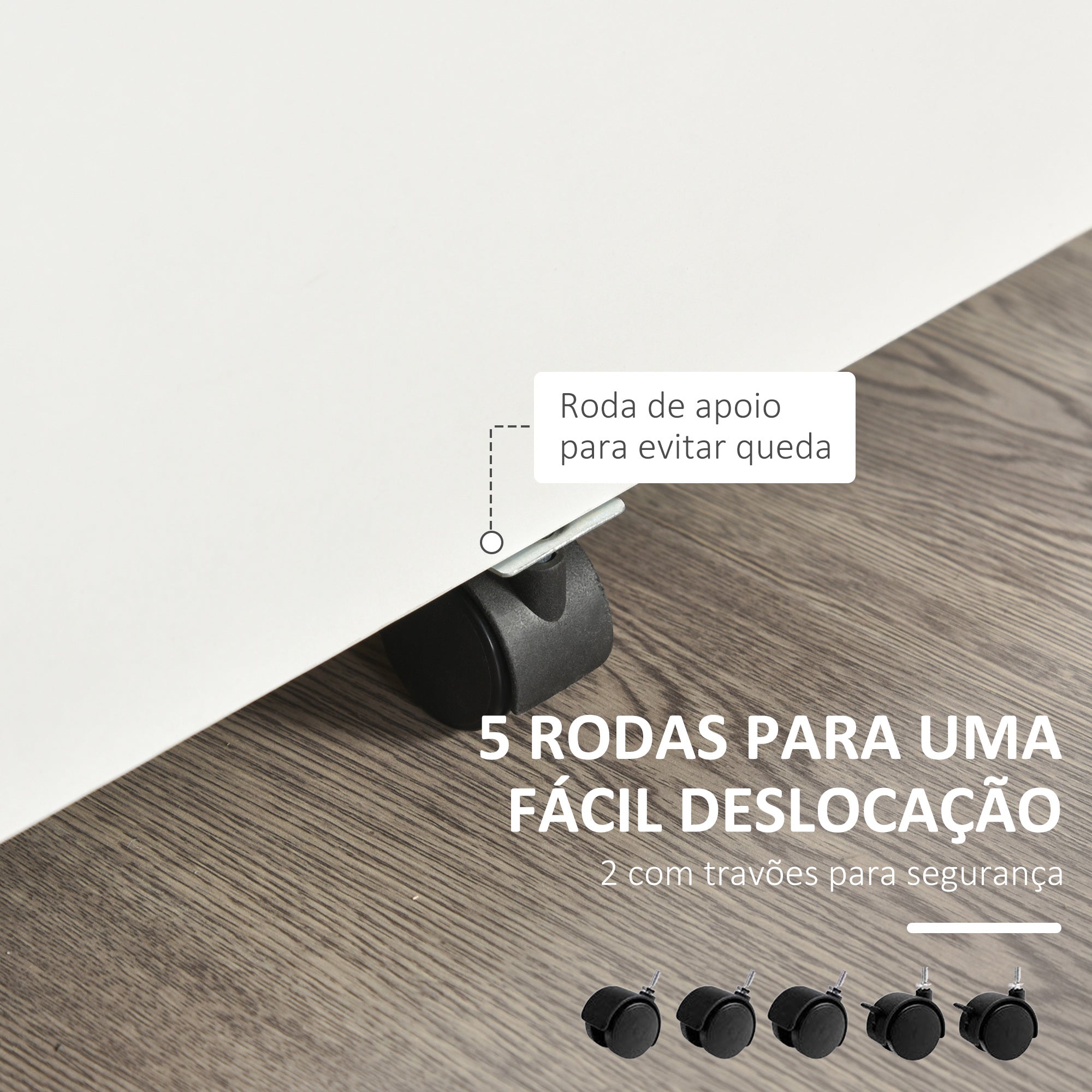 Bloco de Gavetas de Madeira Móvel para Arquivos - 40x49x58 cm - Branco