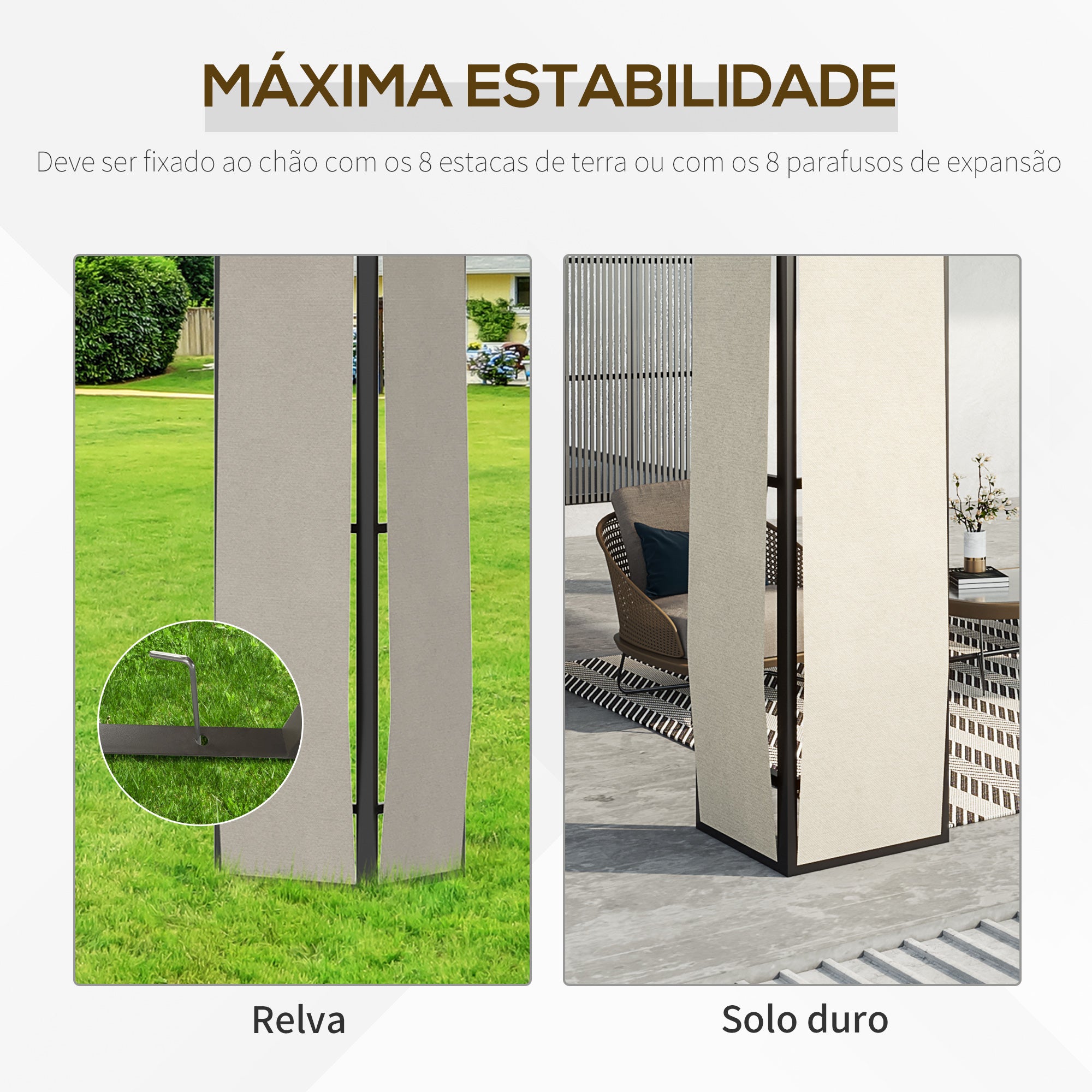 Pérgola de Jardim – 365x300x275 cm – Marrom – Alumínio e Aço