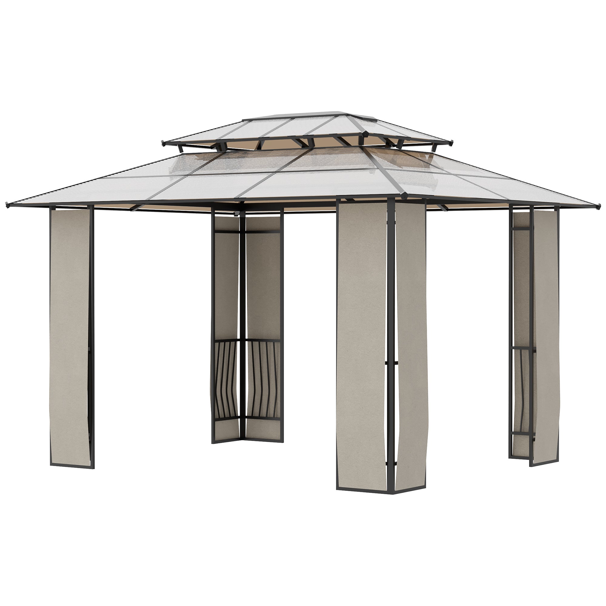 Pérgola de Jardim – 365x300x275 cm – Marrom – Alumínio e Aço