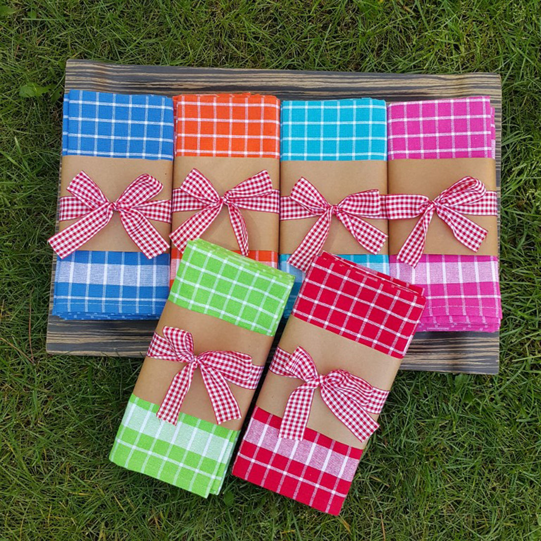 Conjunto de toalhas de mão – 45 x 65 cm – Xadrez – Algodão e poliéster