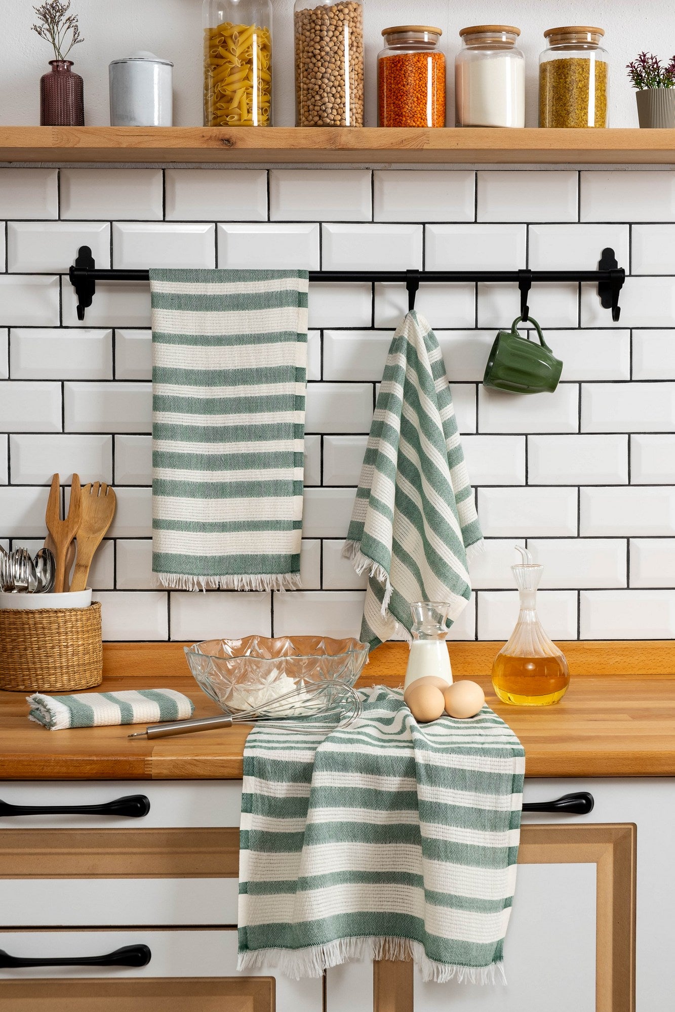 Conjunto de toalhas de mão – 45 x 65 cm – Verde – Algodão