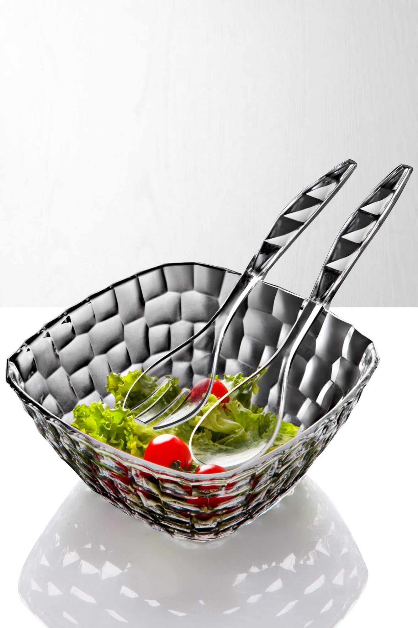 Conjunto de Servir Salada – 24 x 24 x 11 cm – Fumê – Acrílico