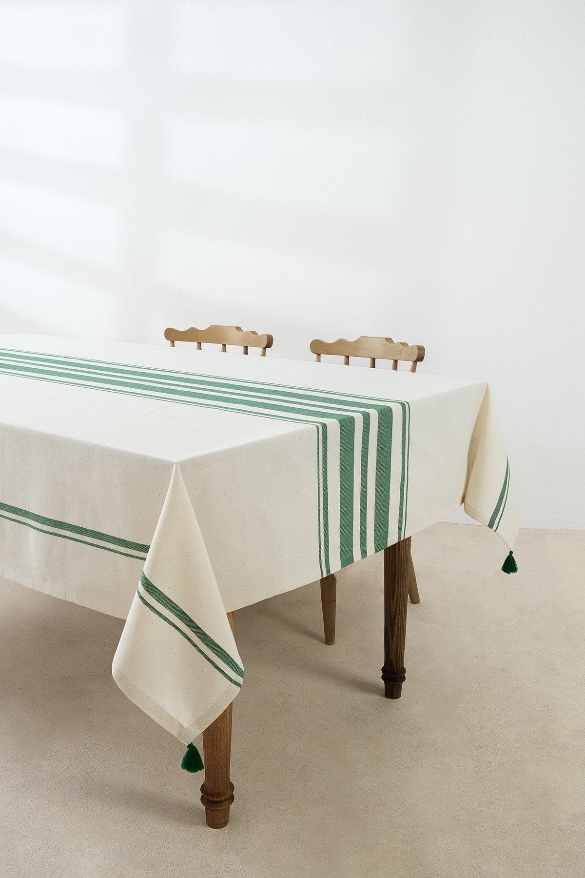 Toalha de mesa - 160 x 220 cm - Verde - Algodão e poliéster