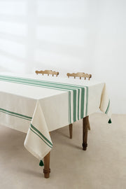 Toalha de mesa - 160 x 220 cm - Verde - Algodão e poliéster