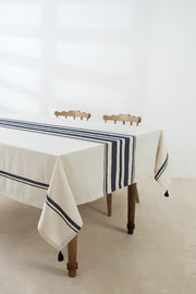 Toalha de mesa – 160 x 220 cm – Azul-marinho – Algodão/Poliéster