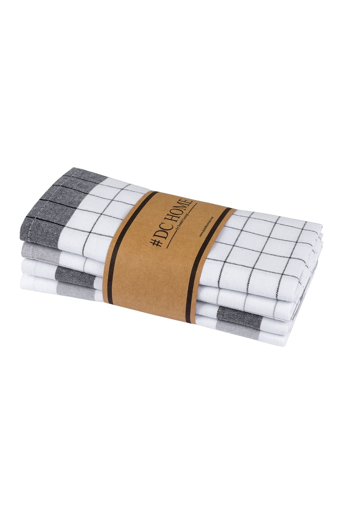 Conjunto de Toalhas de Cozinha – 45 x 65 cm – Cinza e Preto – Algodão e Poliéster