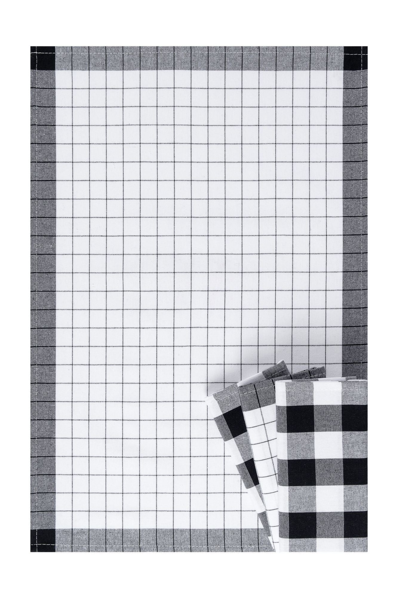 Conjunto de toalhas de cozinha – 45 x 65 cm – Preto – Algodão e Poliéster