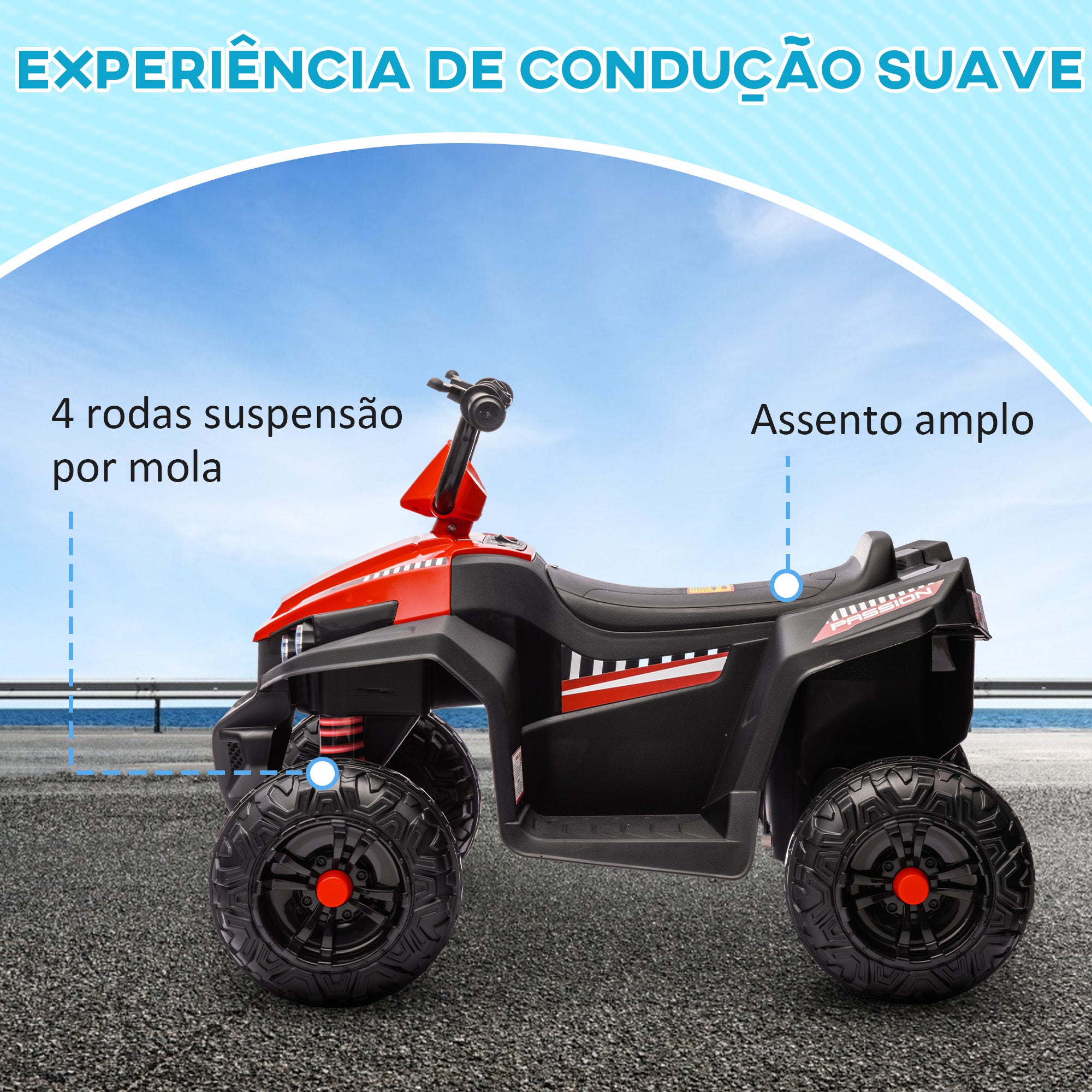 Quadriciclo Elétrico para Crianças 85x55,5x62 cm Vermelho