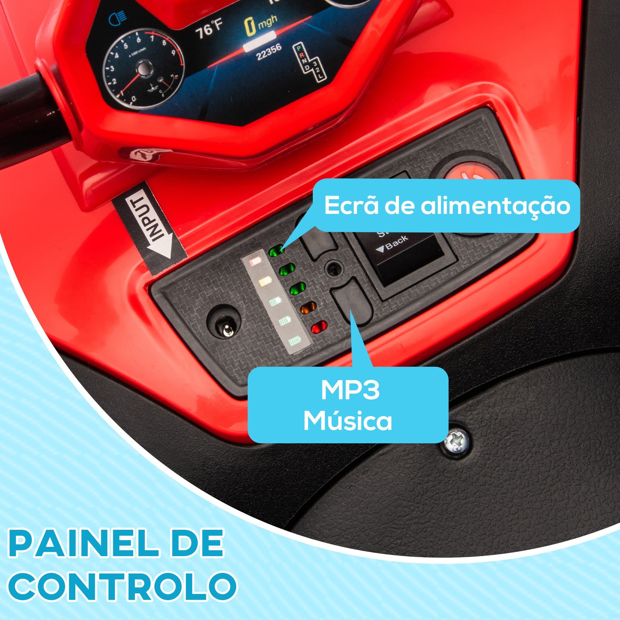 Quadriciclo Elétrico para Crianças 85x55,5x62 cm Vermelho