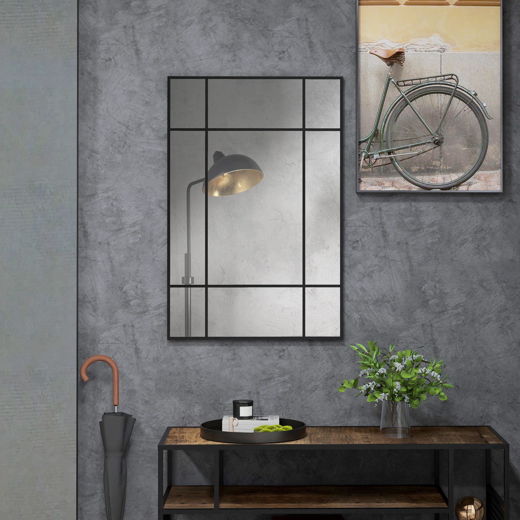Espelho Retangular Estilo Janela 90x60 cm - Preto
