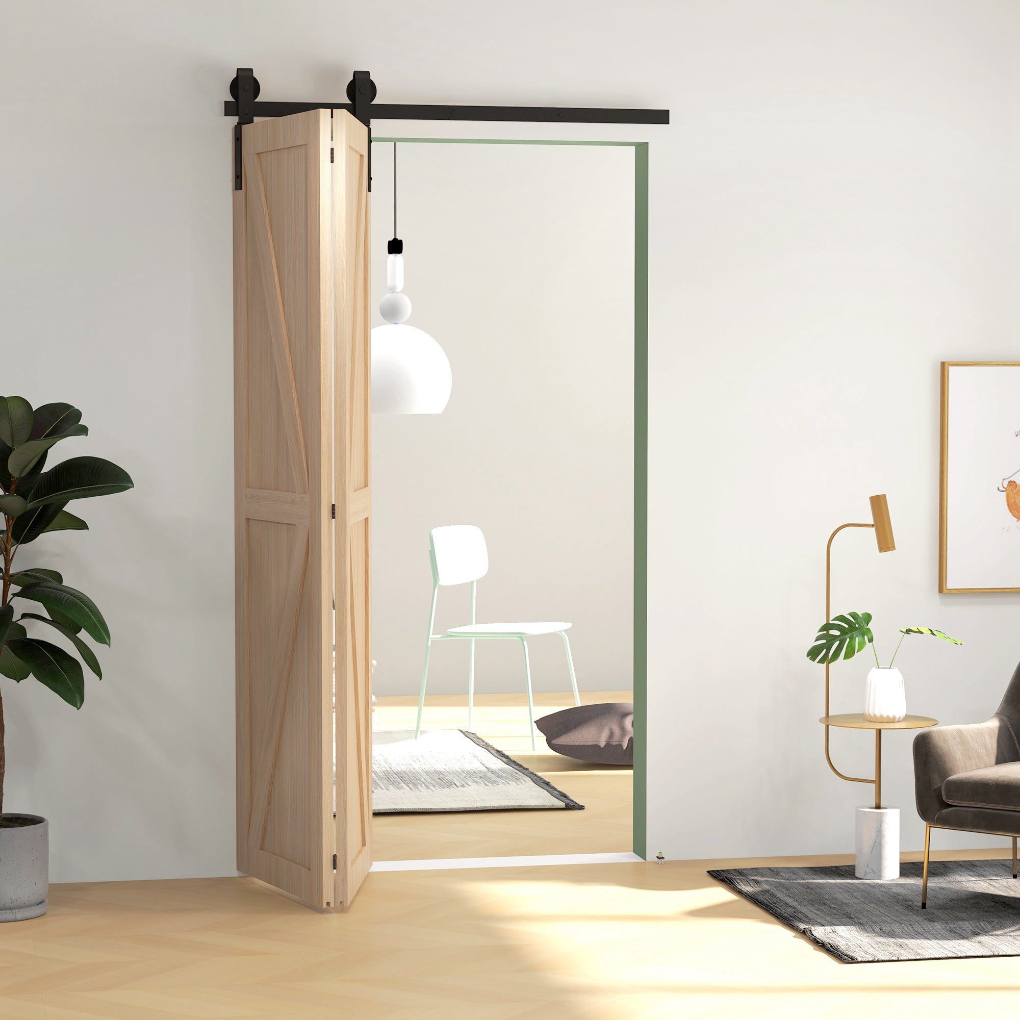 Kit de Ferragens para Porta Deslizante Dobrável 122x0.5x4 cm Preto