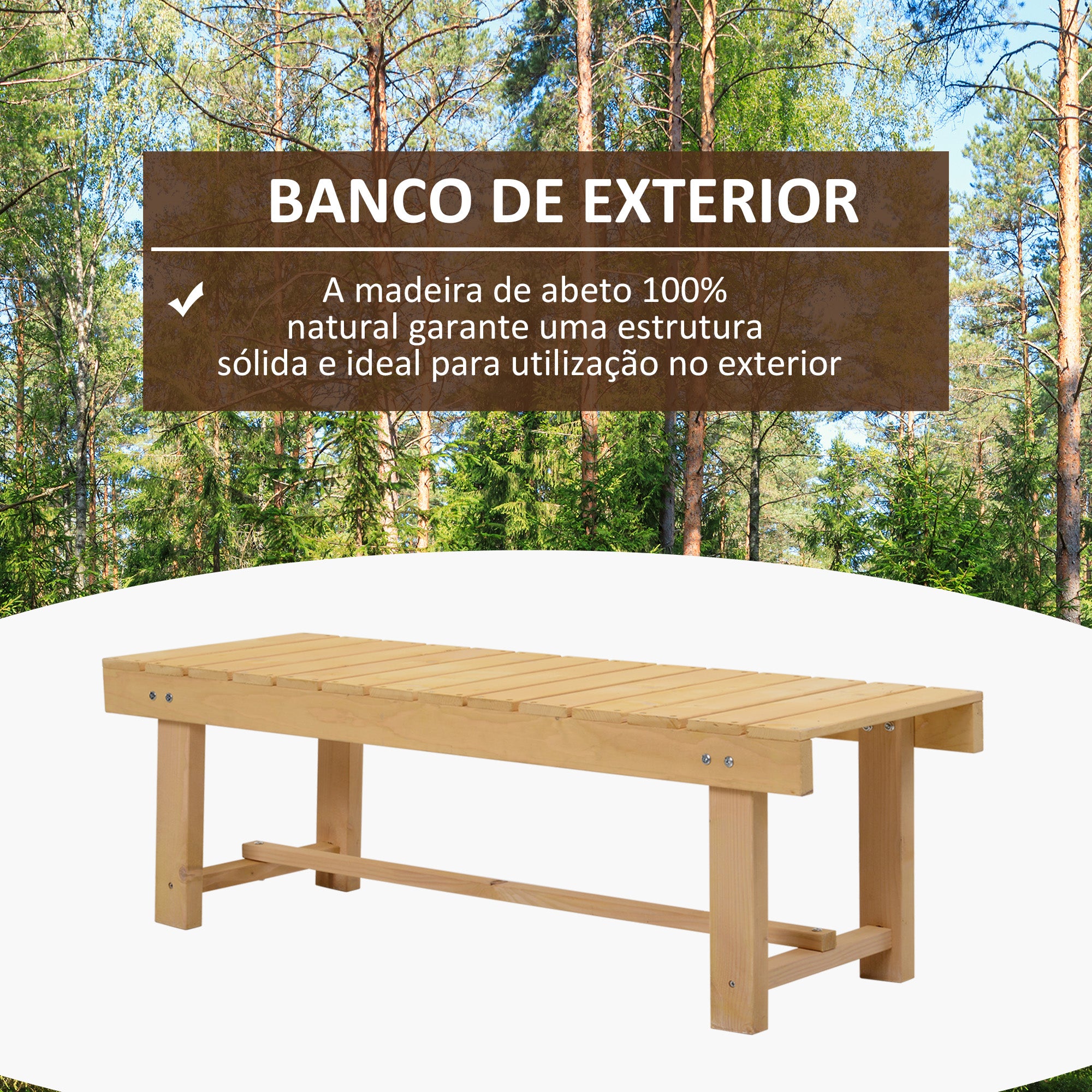 Banco de Jardim 2 Lugares Cor de Madeira Natural 110x38x35 cm
