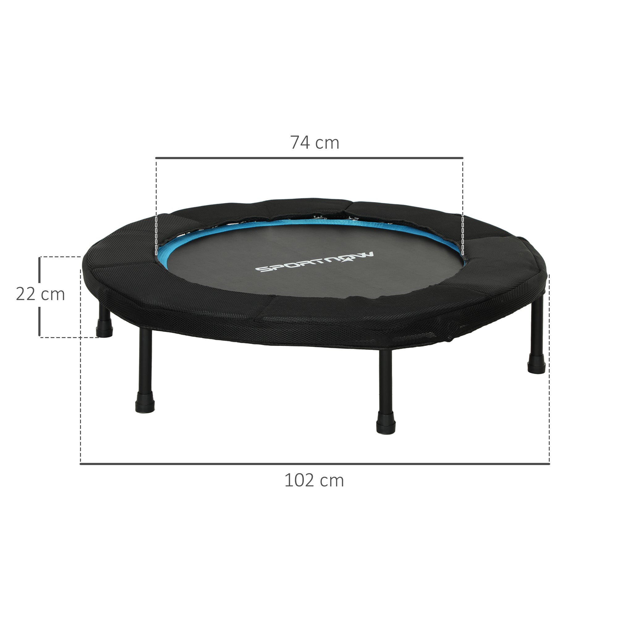 Trampolim Fitness – Ø102 cm – Azul – Aço, tecido Oxford e PP
