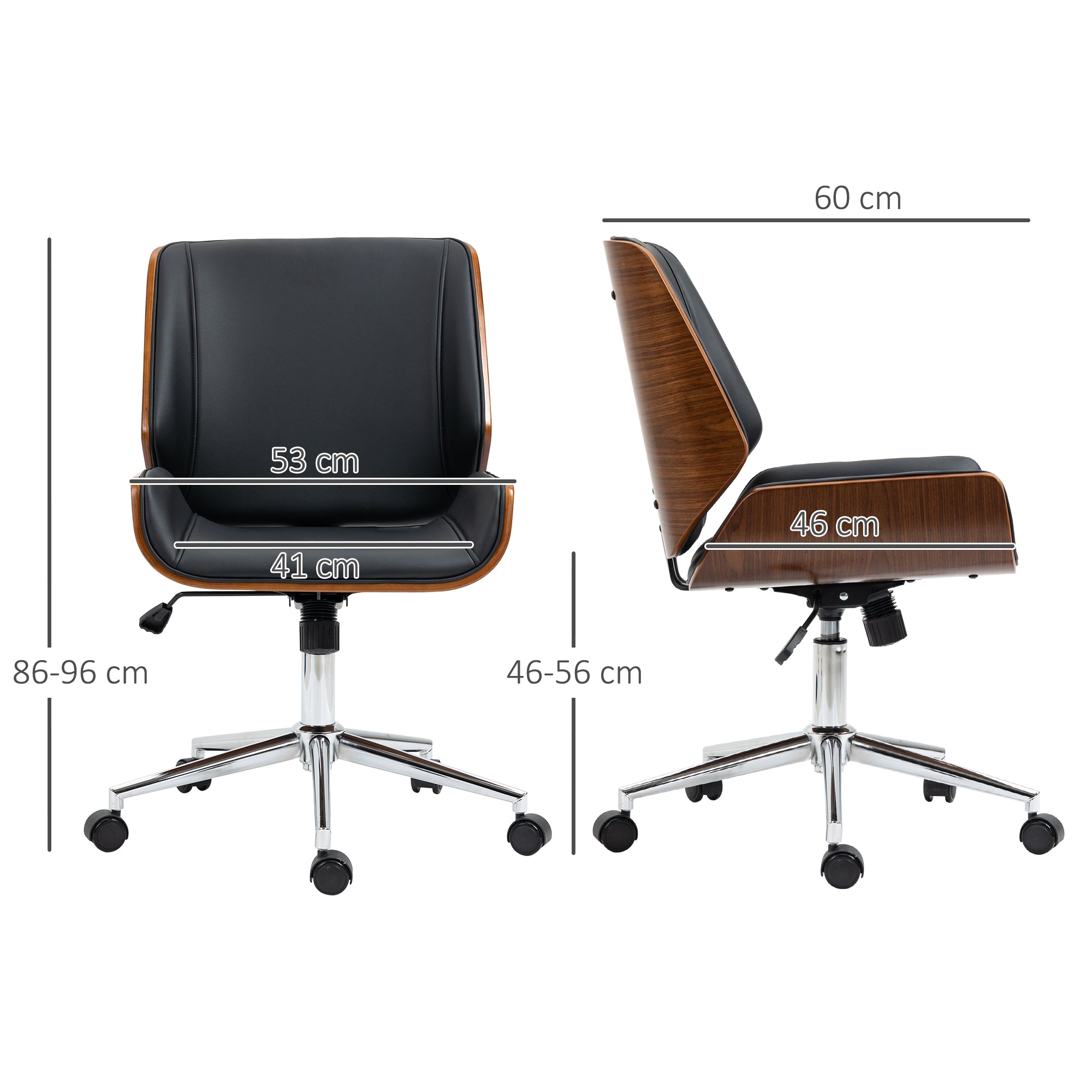 Cadeira de Escritório Ergonómica Giratória PU Preto 51x65,5x82-92cm
