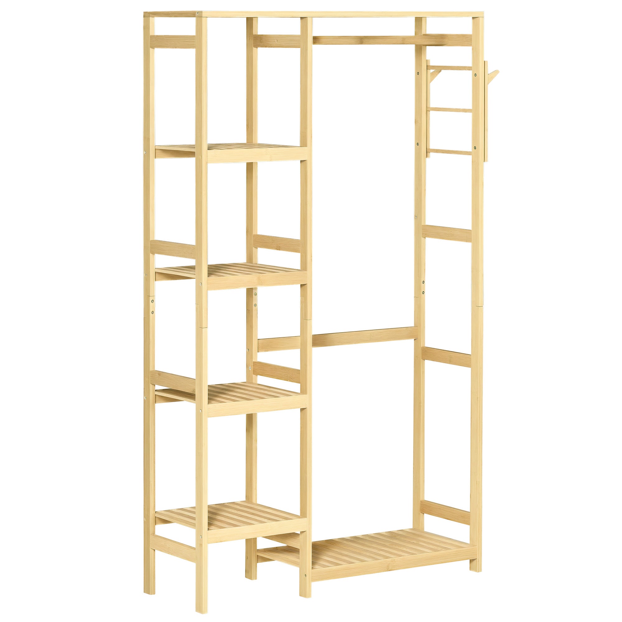 Suporte Cabides de Bambu 90x30x155 cm - Cor Madeira Natural