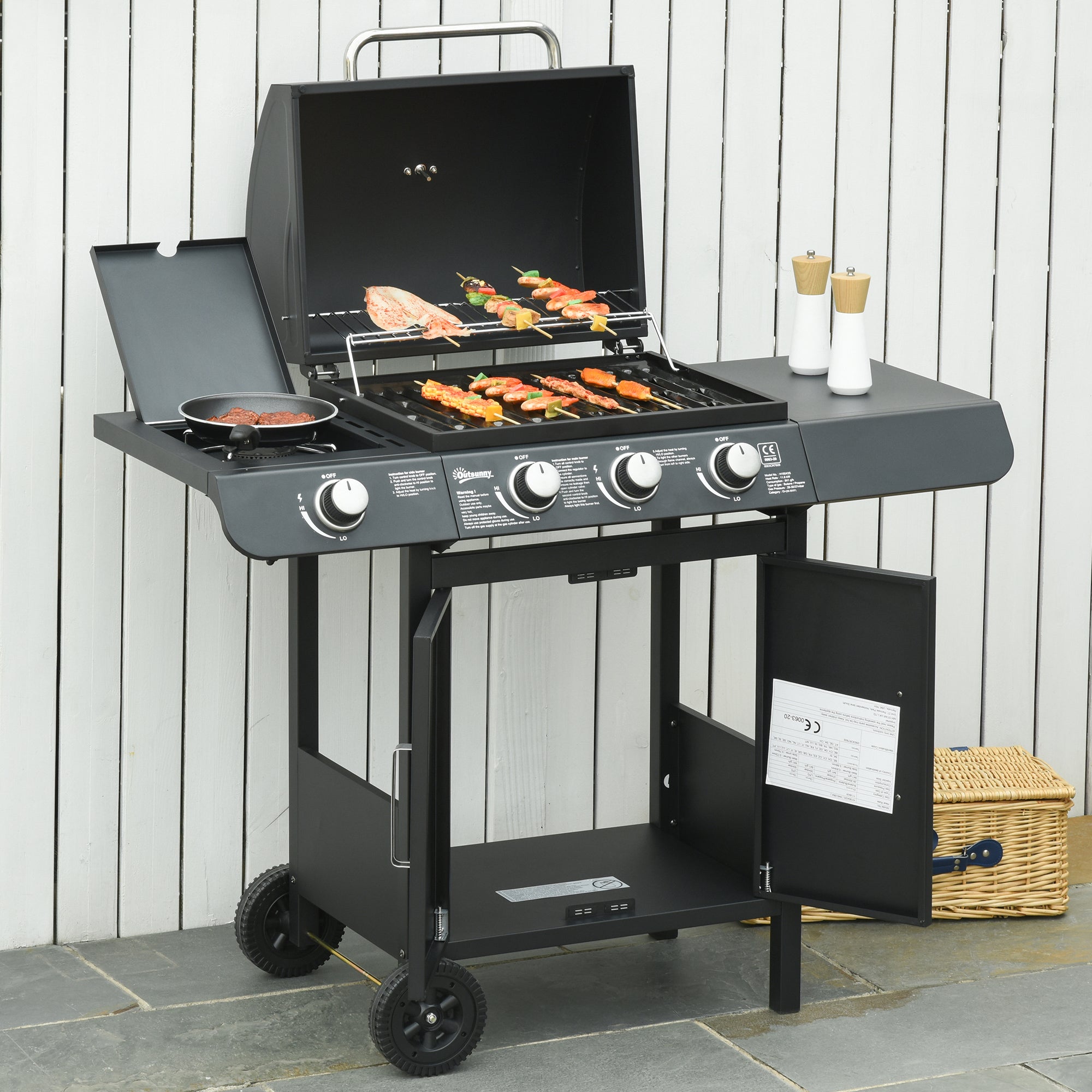 Barbecue a Gás Preto 110x50x100cm - Ideal para Festas e Churrascos