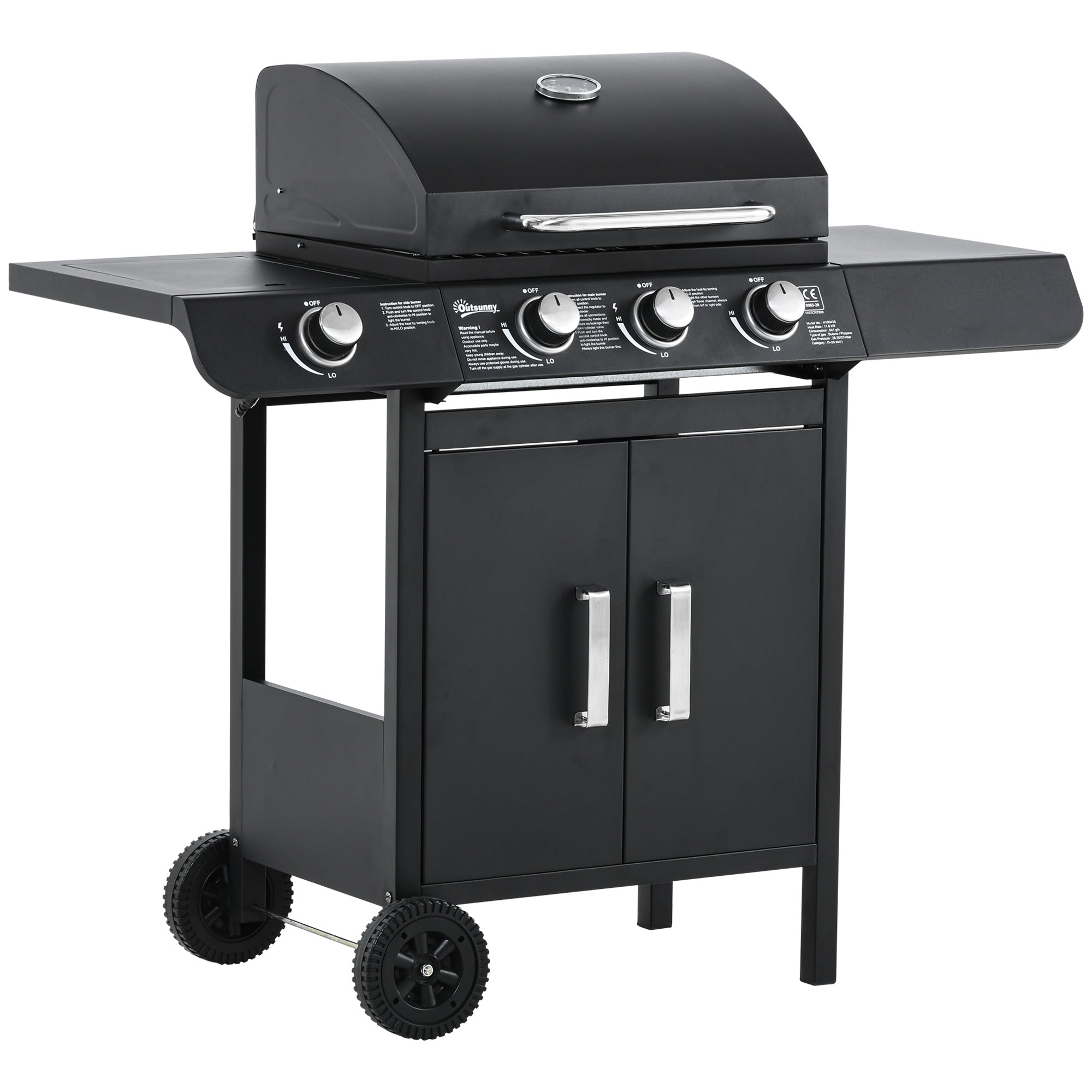 Barbecue a Gás Preto 110x50x100cm - Ideal para Festas e Churrascos