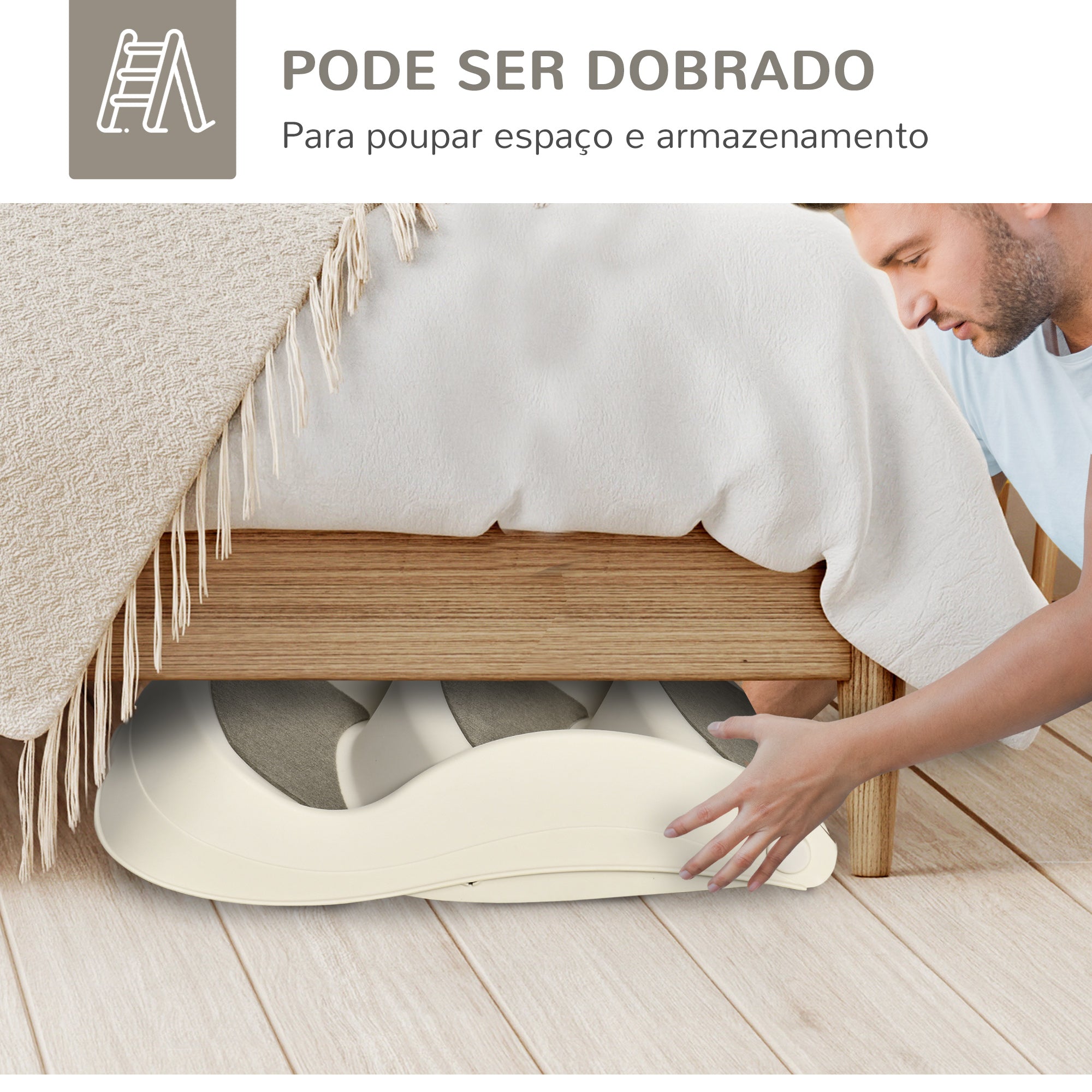 Escada para Cães de 3 Degraus Bege 49x38x38cm