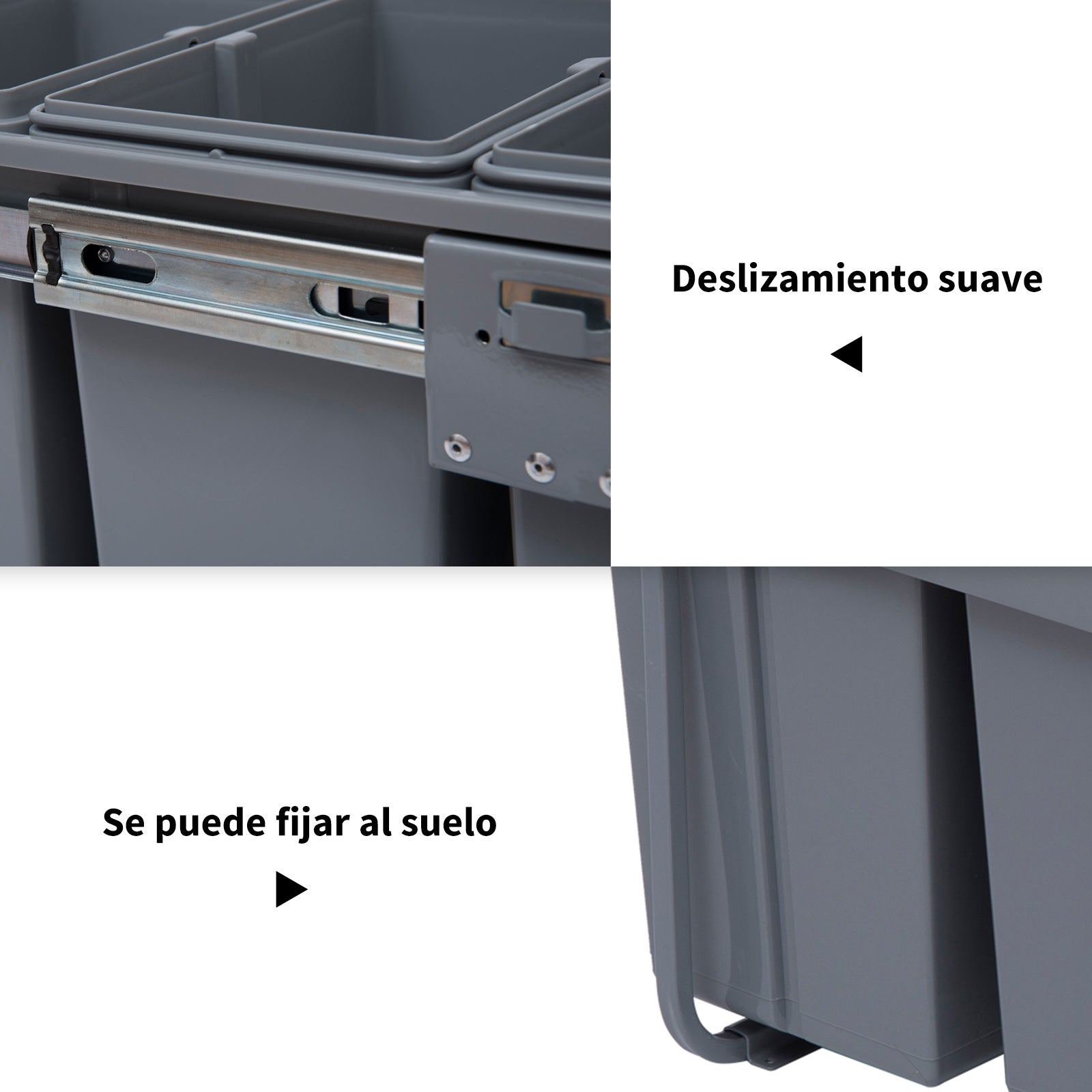 Baldes de Lixo de Encastre Cozinha 48x34,2x41,8cm Cinza
