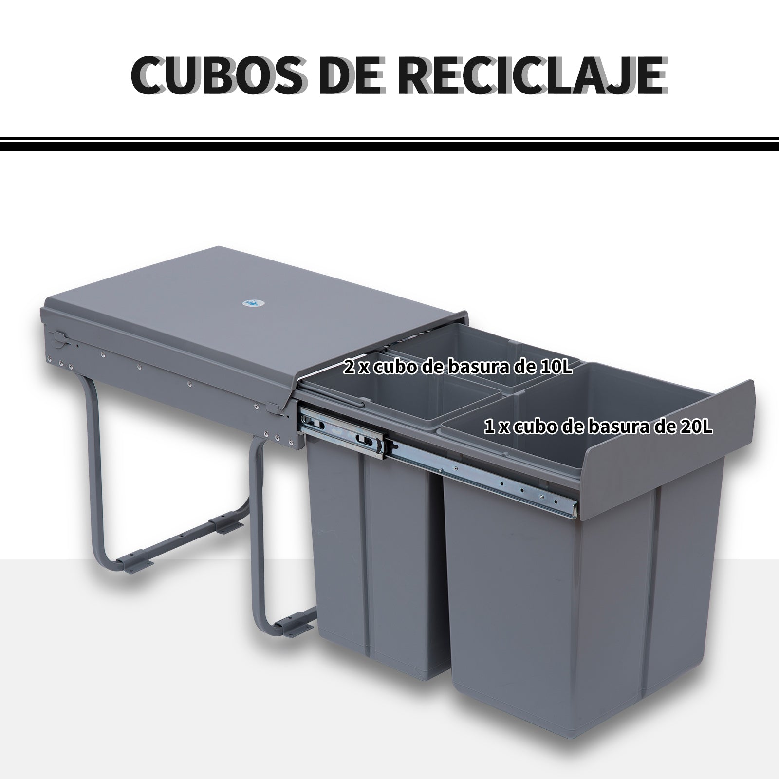 Baldes de Lixo de Encastre Cozinha 48x34,2x41,8cm Cinza