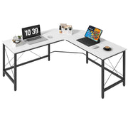 Secretária em Forma de L 150x150x76 cm Branco Amadeirado e Preto