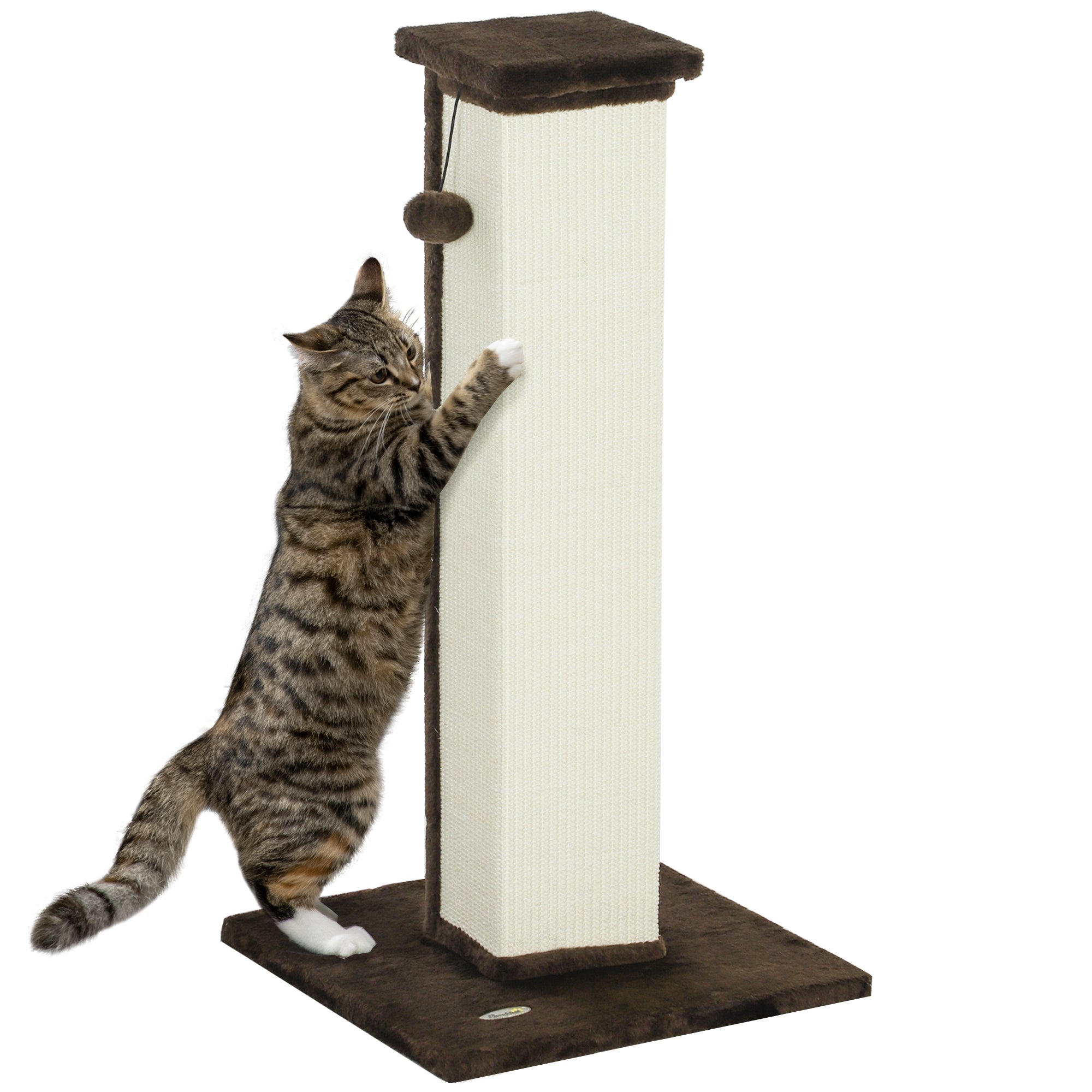 Arranhador para Gatos com Poste de Sisal - Marrom - 41x41x81 cm