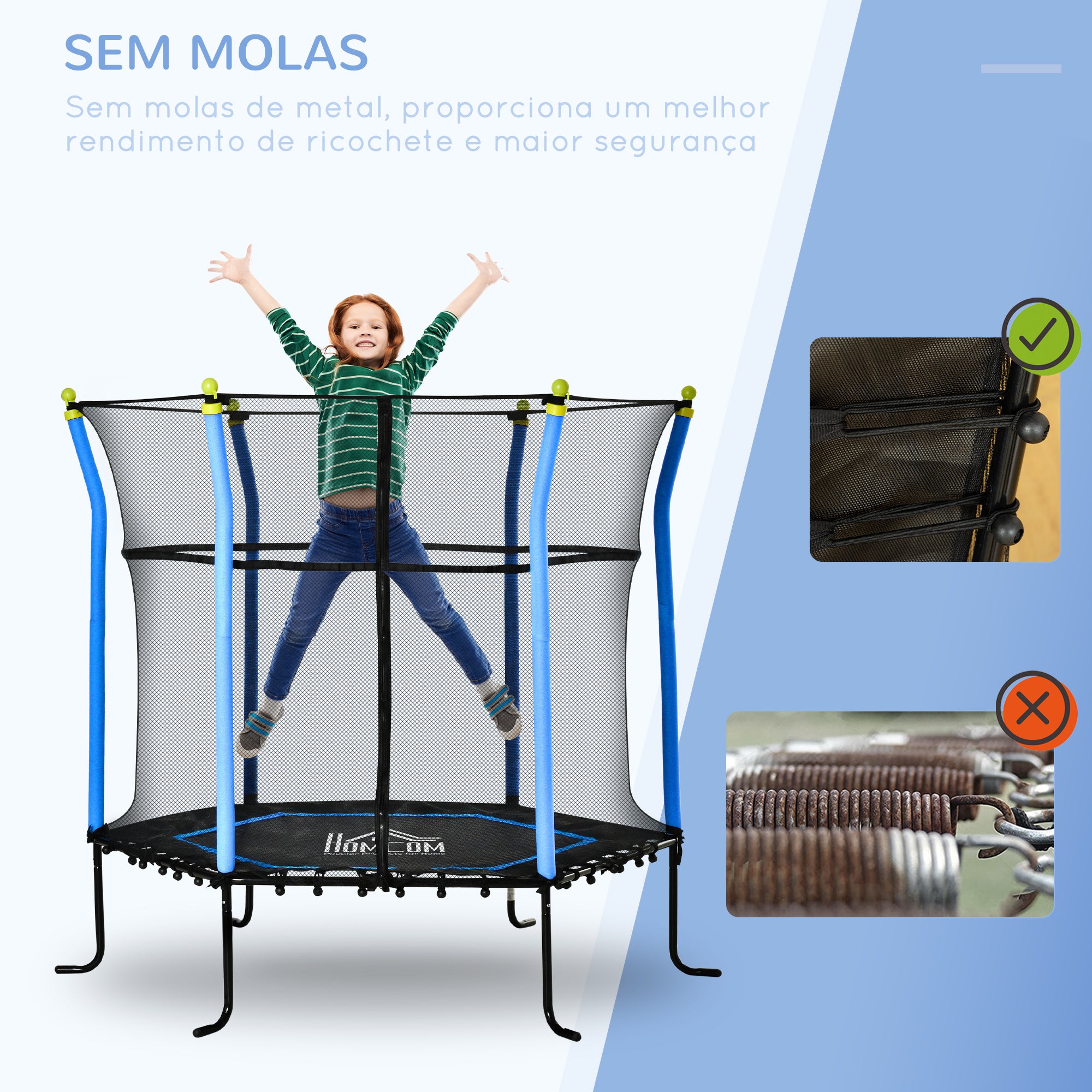 Trampolim Infantil Azul Ø163,5x163,5 cm para Crianças acima de 3 Anos