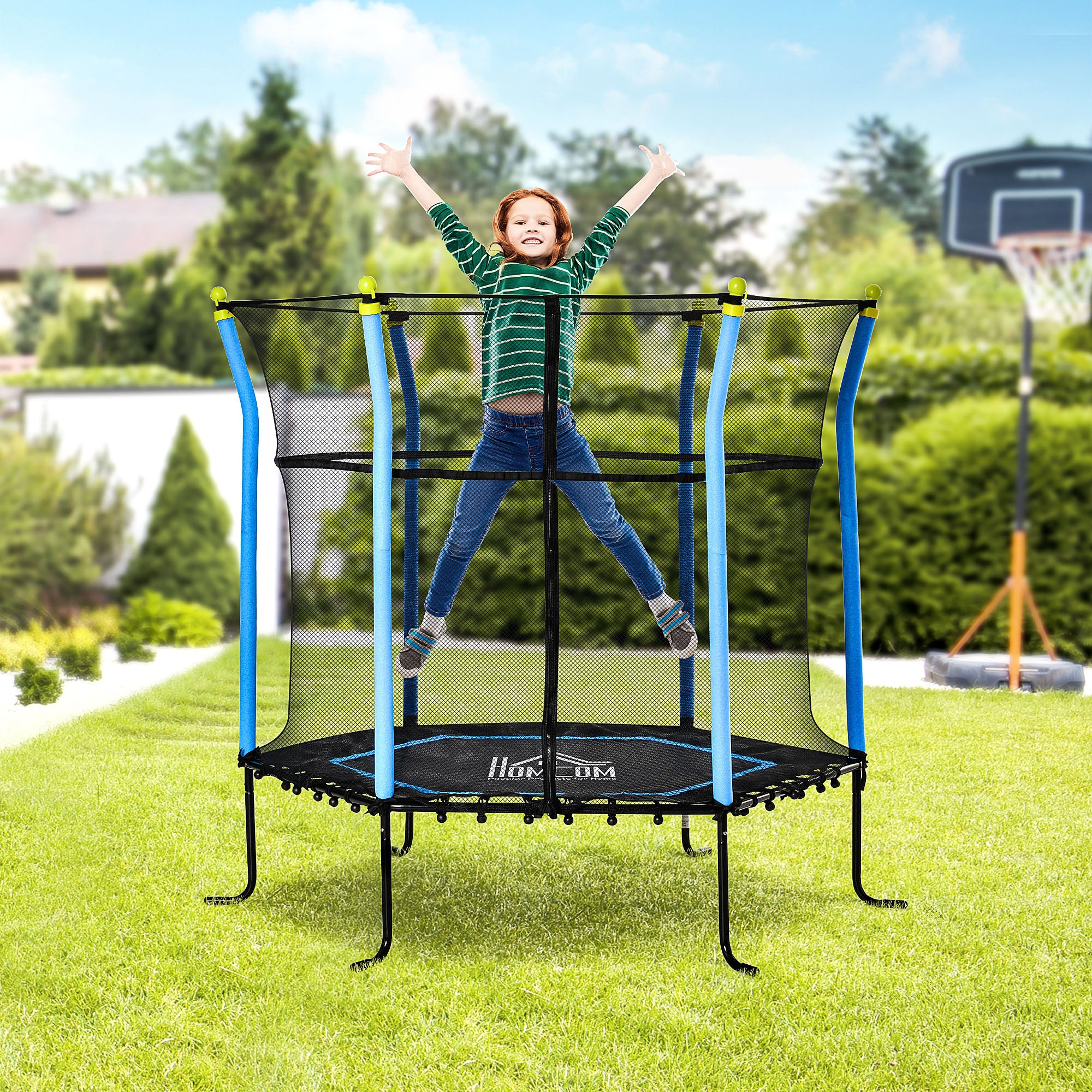 Trampolim Infantil Azul Ø163,5x163,5 cm para Crianças acima de 3 Anos