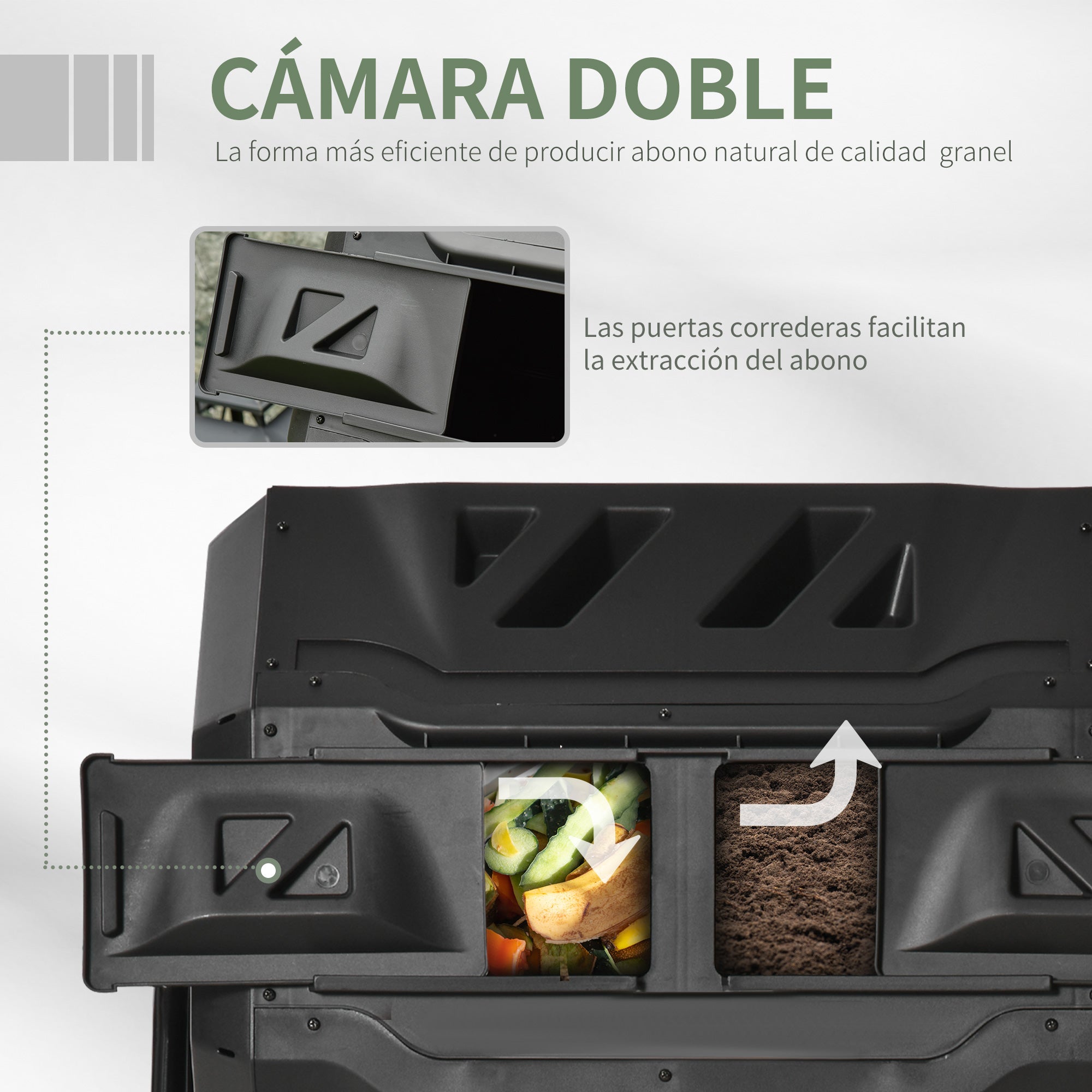 Compostor Giratório 160L Preto 71x64x92cm - Estrutura de Aço