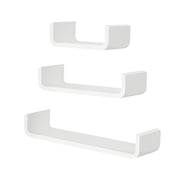 Conjunto de 3 Prateleiras Flutuantes Brancas 60x15x10 cm para Organização e Decoração