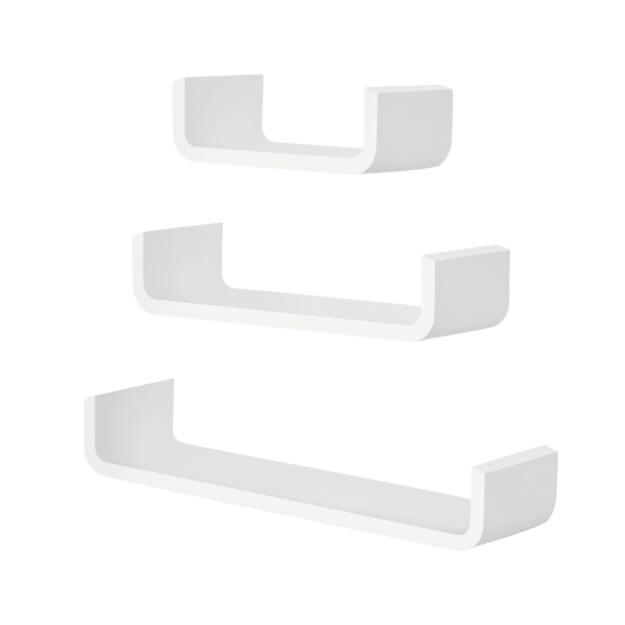 Conjunto de 3 Prateleiras Flutuantes Brancas 60x15x10 cm para Organização e Decoração