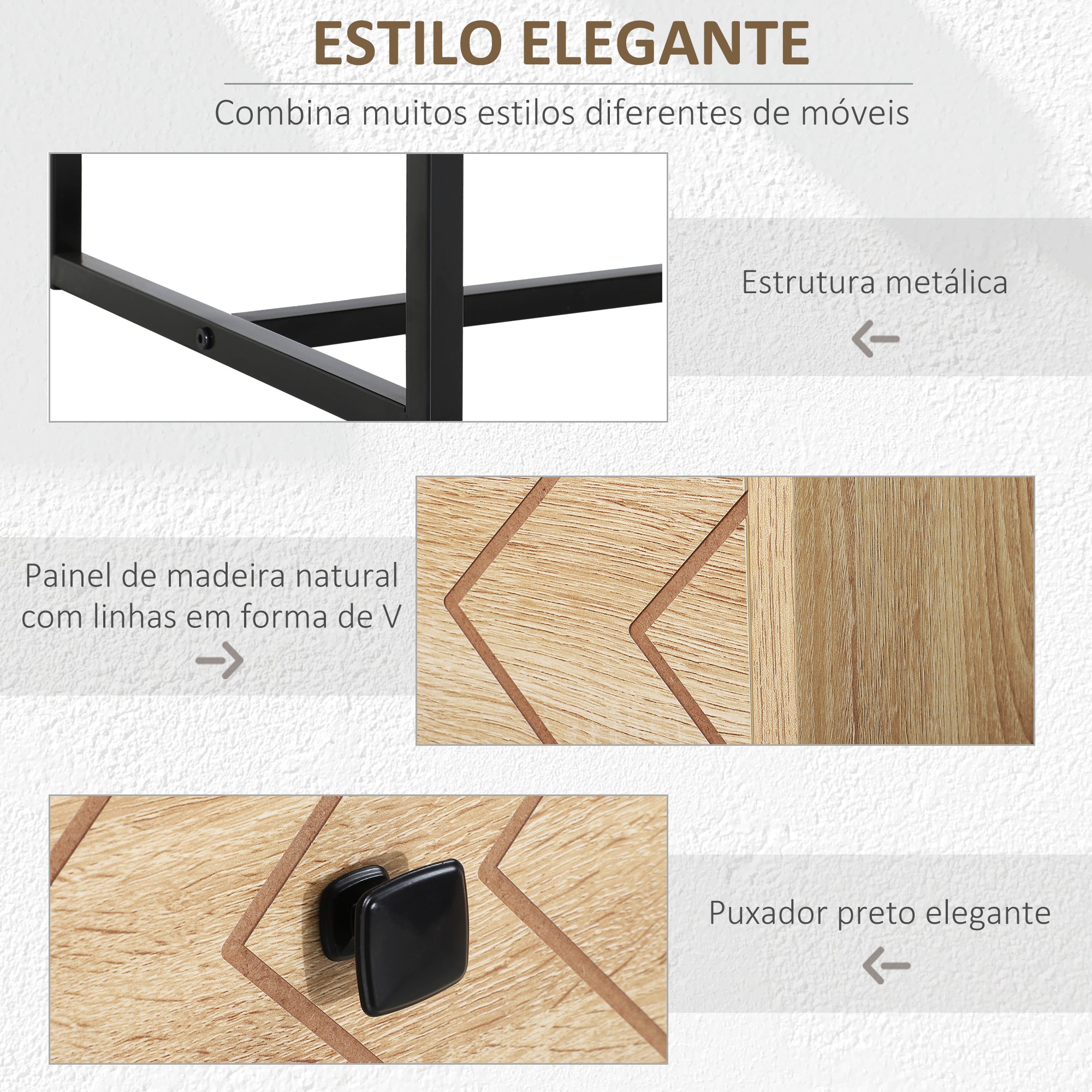 Cómoda com 5 Gavetas Estilo Retrô 80x39,5x110 cm em Madeira Natural e Preto