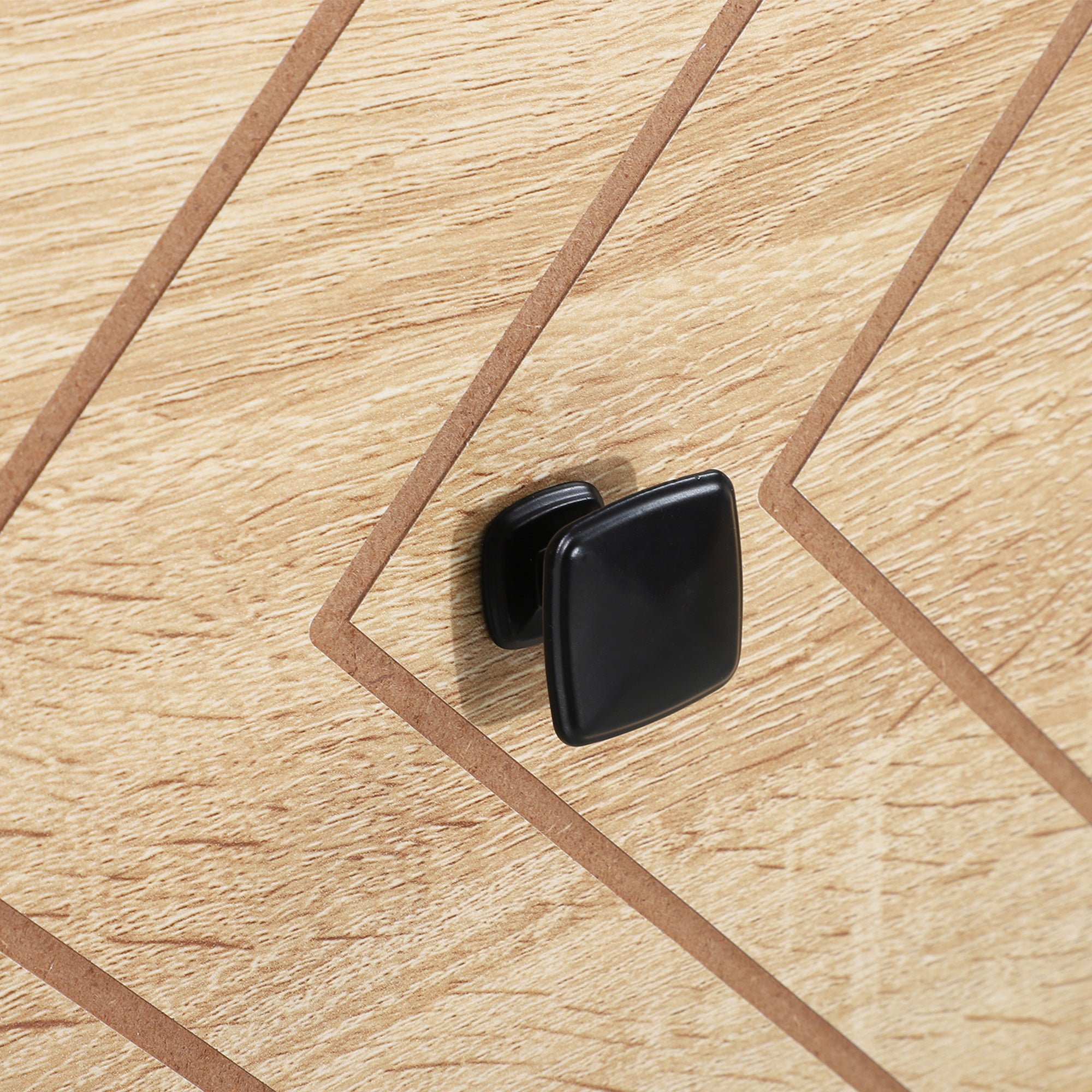 Cómoda – 80x39,5x110 cm – Madeira Natural e Preto – MDF