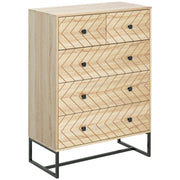 Cómoda com 5 Gavetas Estilo Retrô 80x39,5x110 cm em Madeira Natural e Preto