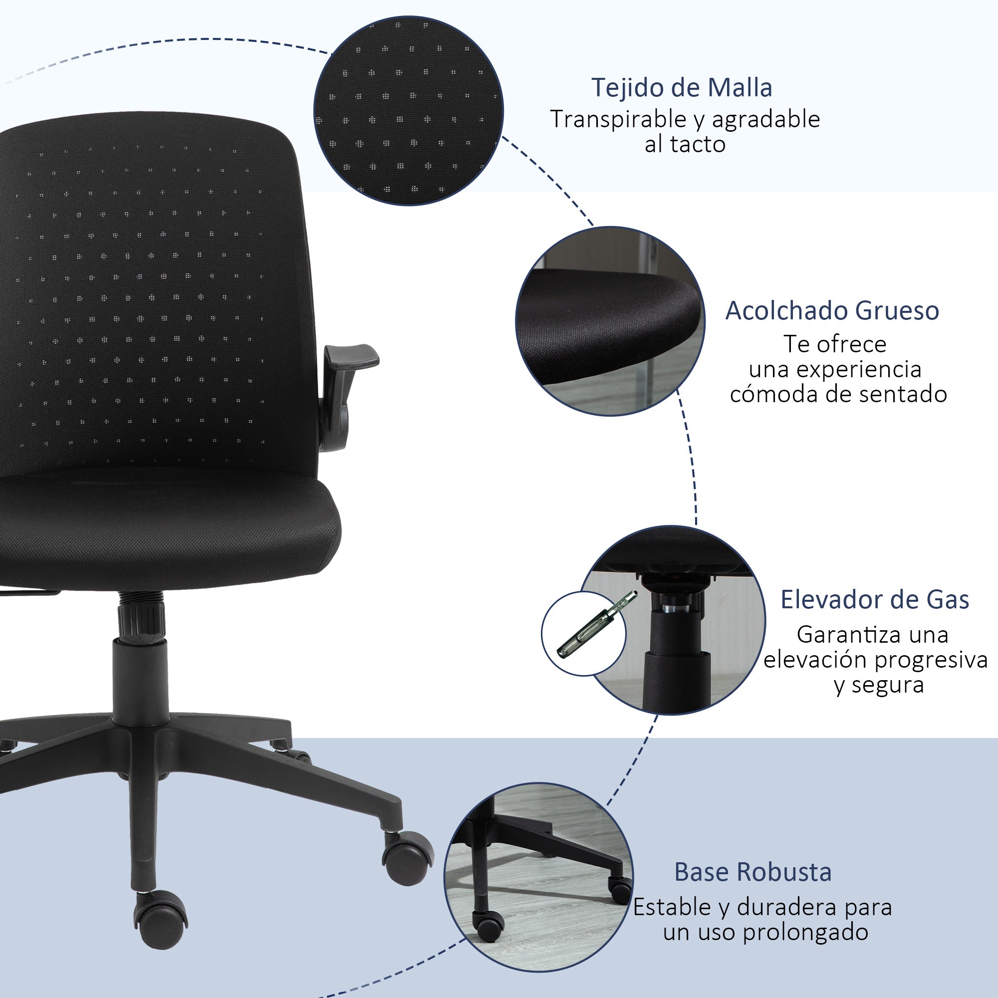 Cadeira de Escritório Ergonômica Preto 57x61x102cm