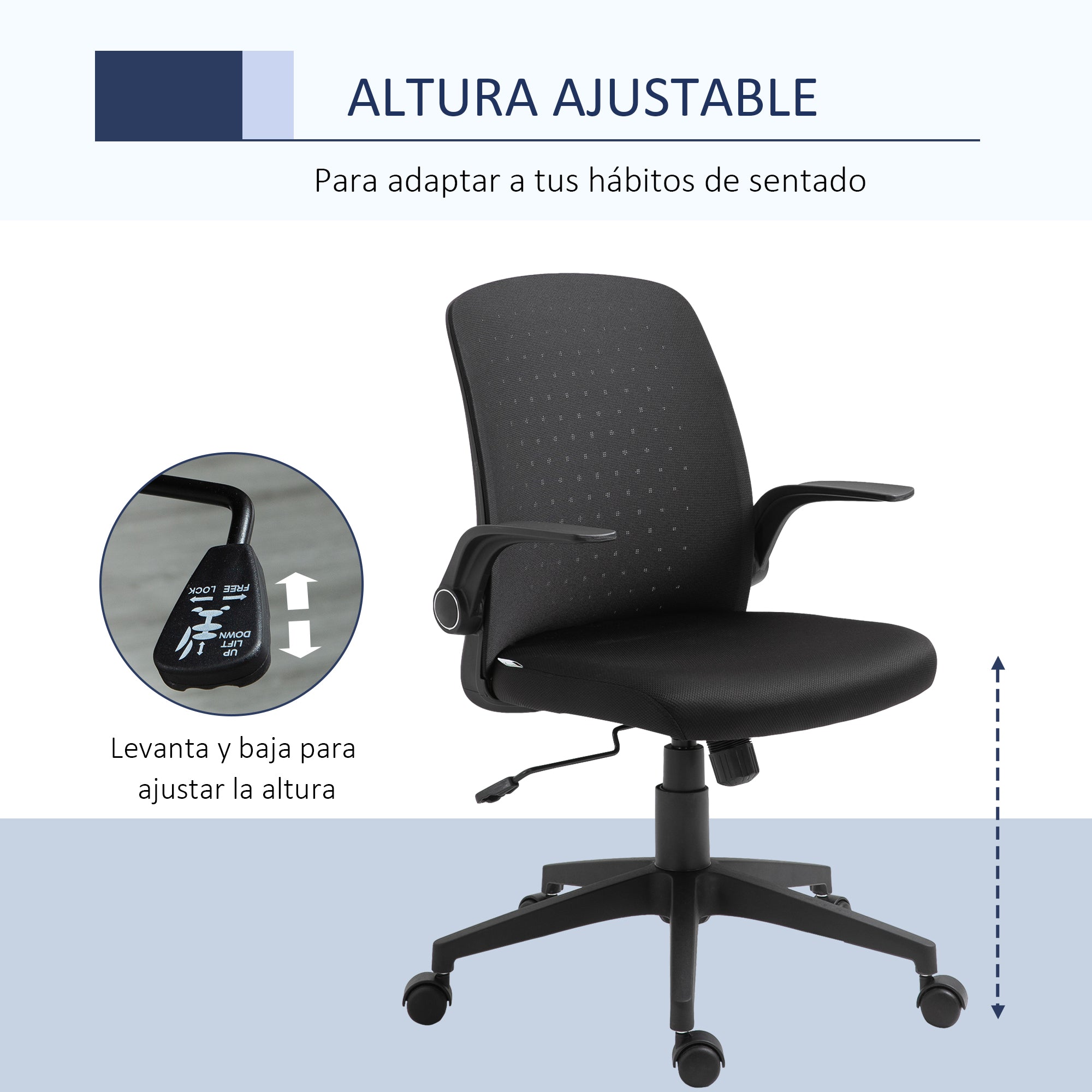 Cadeira de Escritório Ergonômica Preto 57x61x102cm