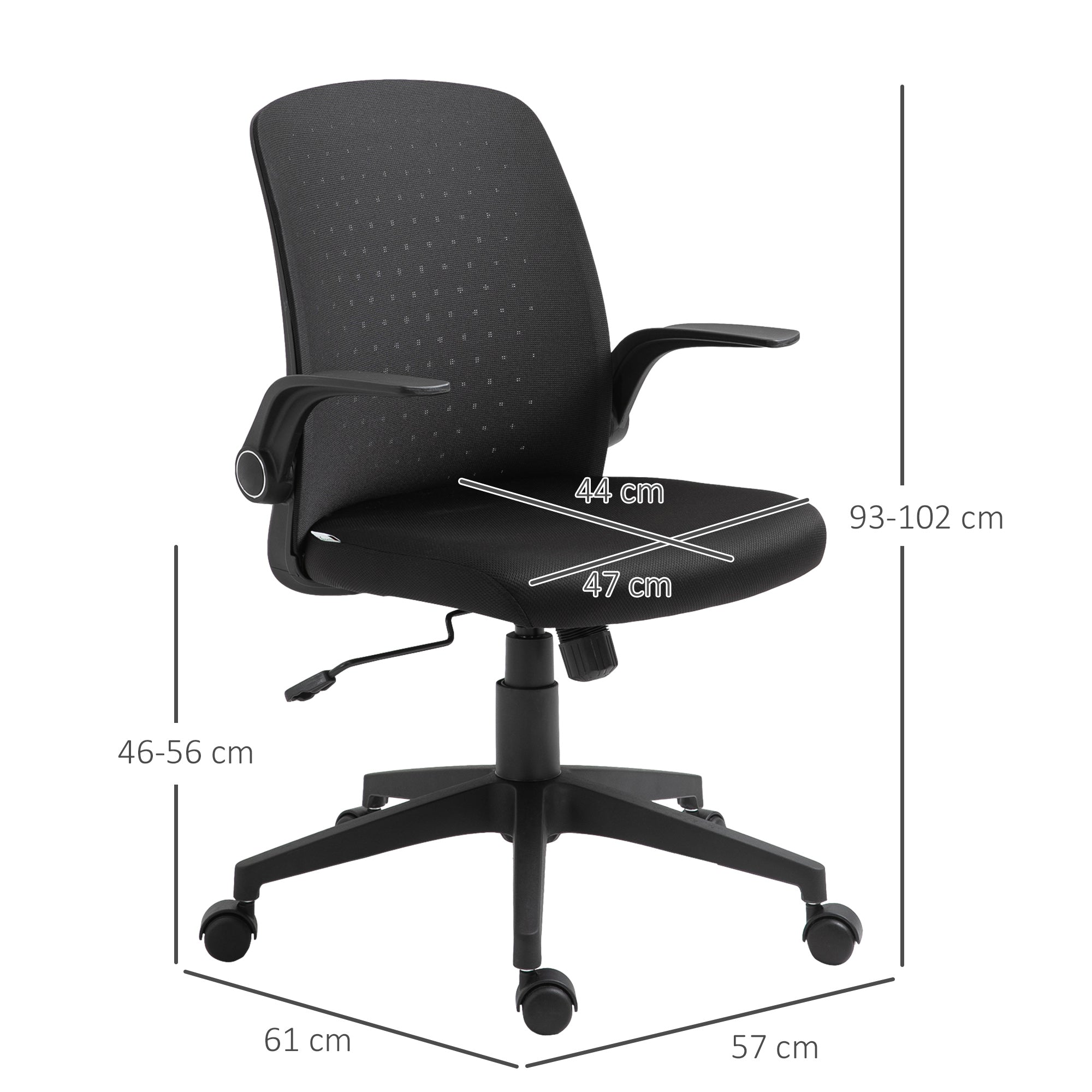 Cadeira de Escritório Ergonômica Preto 57x61x102cm