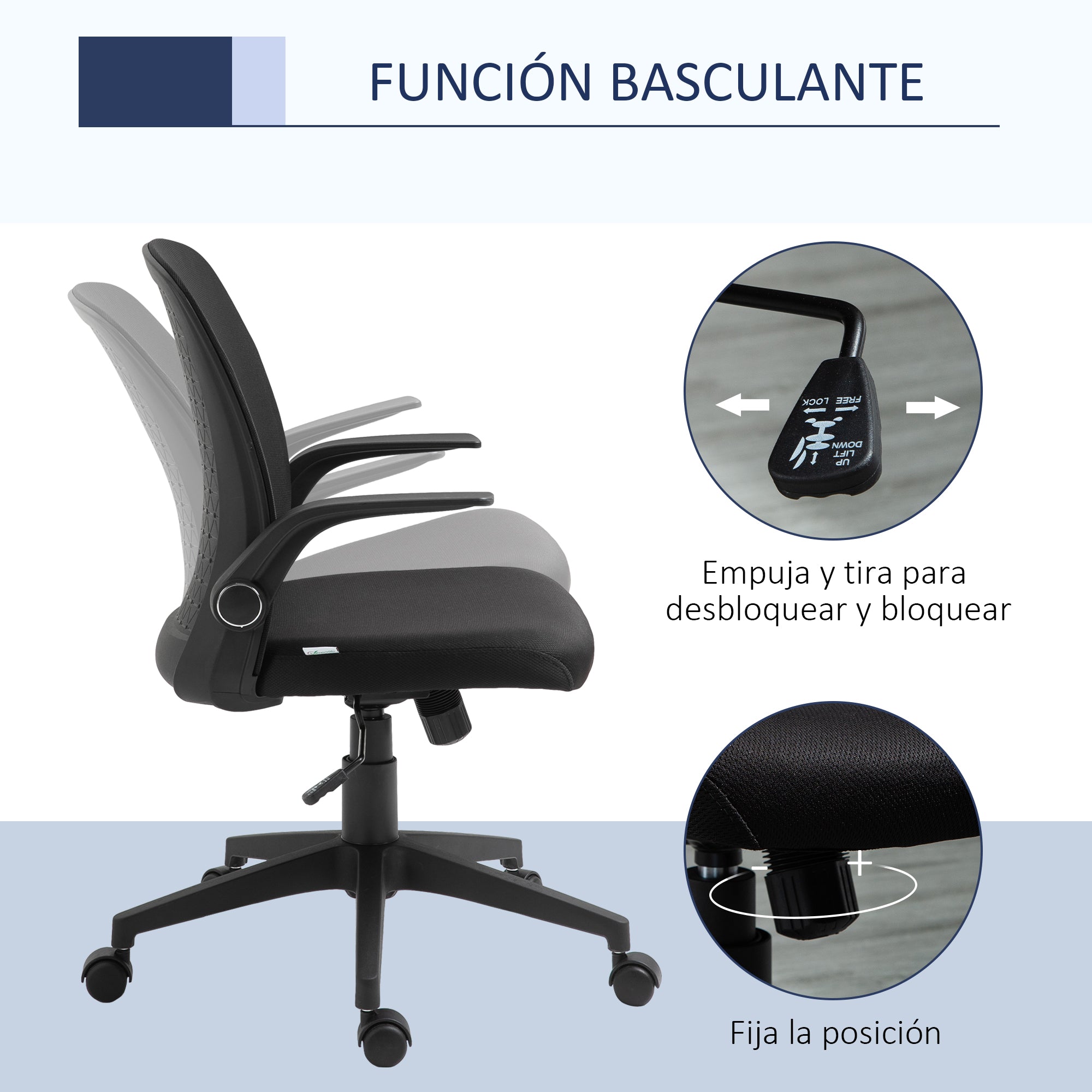Cadeira de Escritório Ergonômica Preto 57x61x102cm