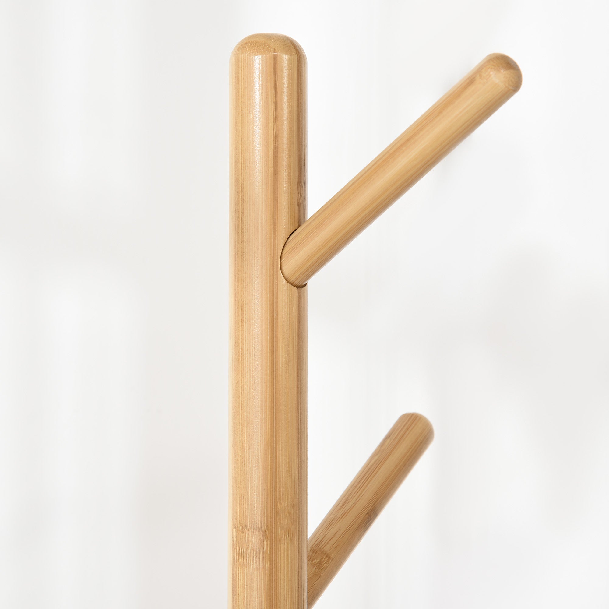 Cabide de Pé Moderno em Bambu e Branco 39x5x39,5x71cm