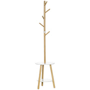 Cabide de Pé Moderno em Bambu e Branco 39x5x39,5x71cm