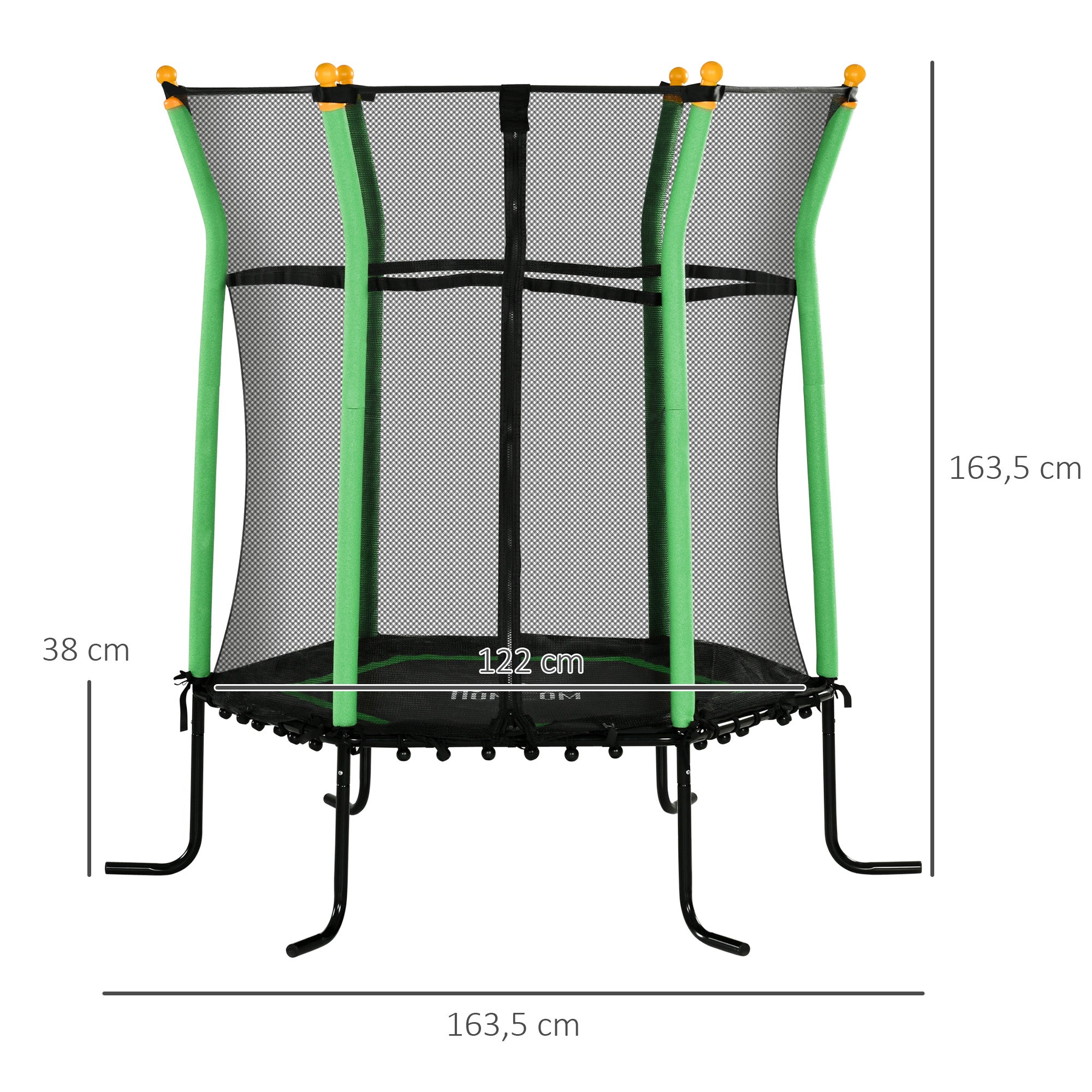 Trampolim Infantil Ø163,5x163,5 cm Verde para Diversão Segura