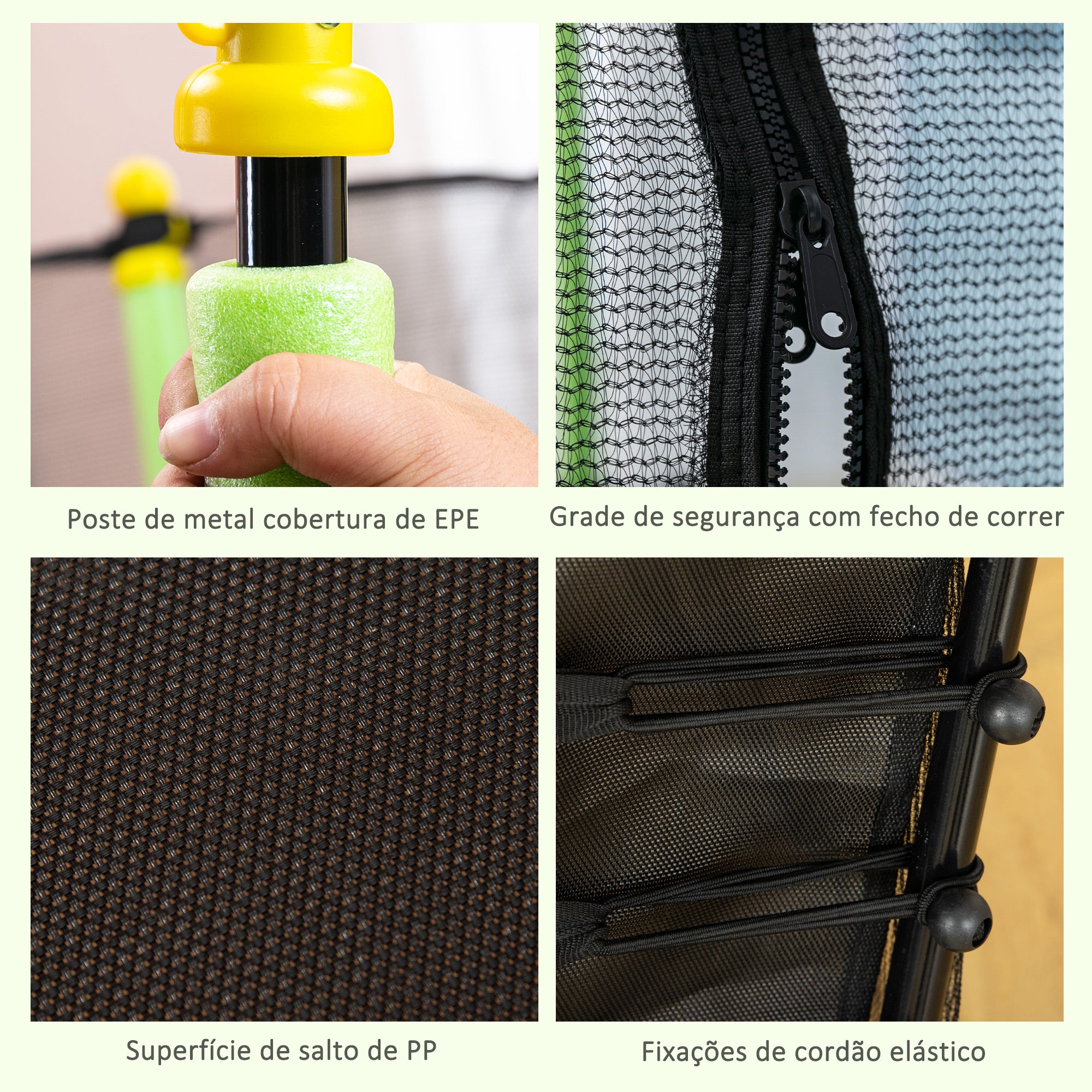 Trampolim Infantil Ø163,5x163,5 cm Verde para Diversão Segura