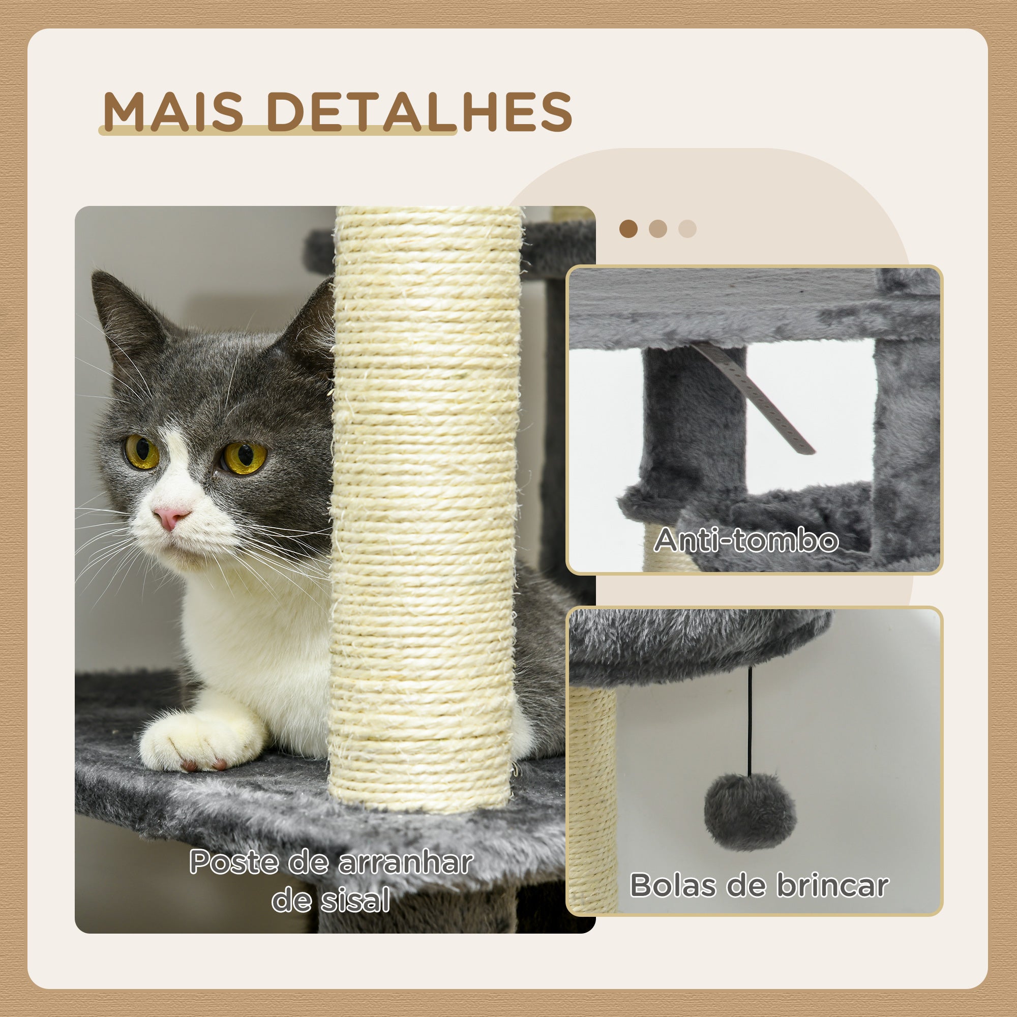 Arranhador para Gatos Grande 144 cm Cinza